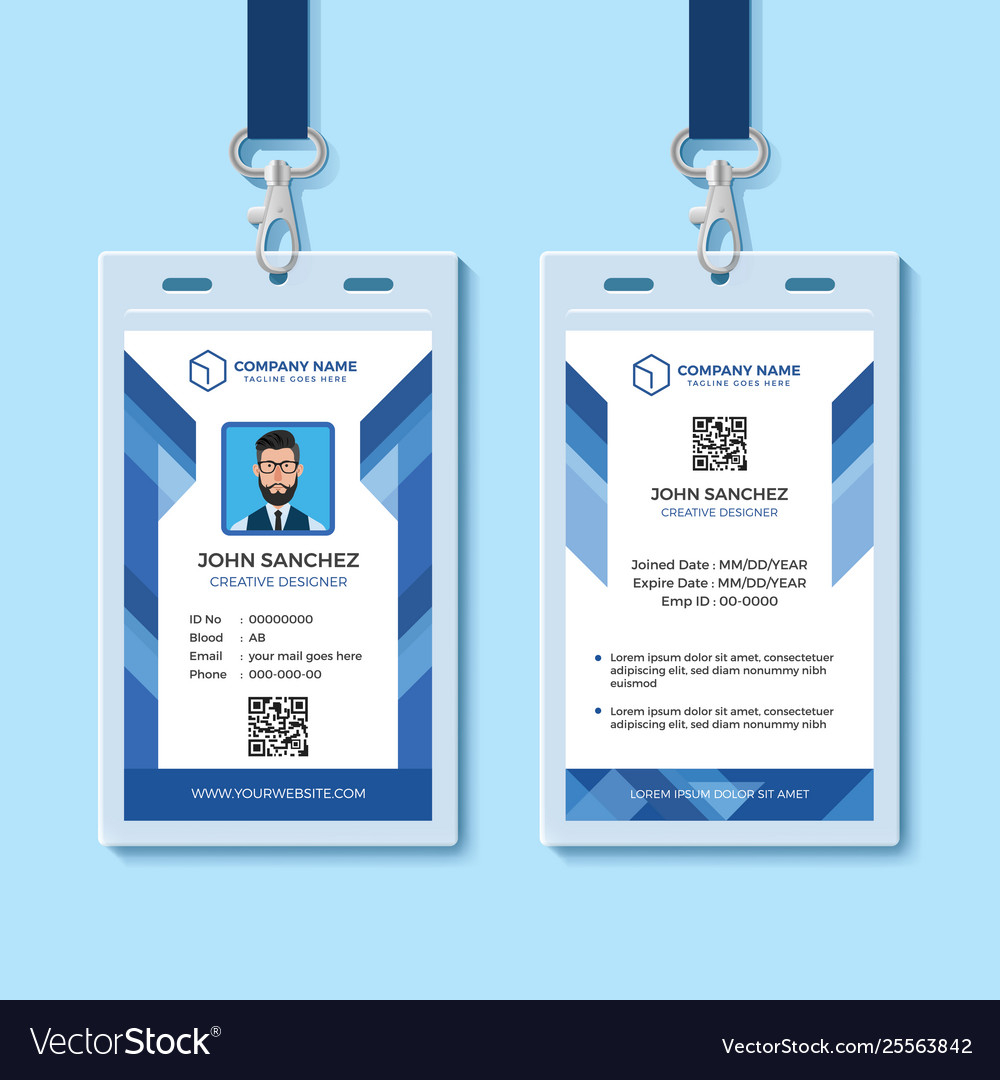 Blue Employee Id Card Design Template For Company Id Card Design Template