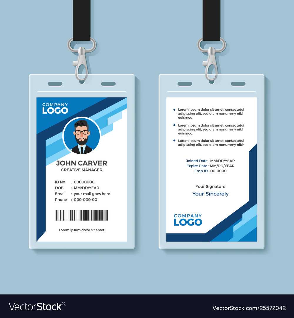 Blue Graphic Employee Id Card Template Pertaining To Work Id Card Template