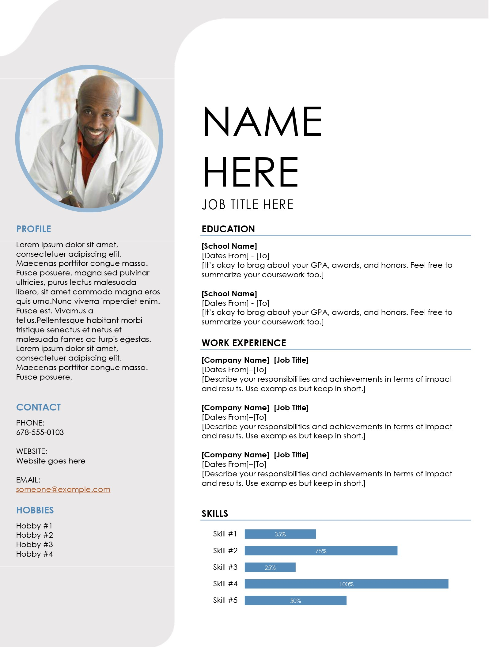 Blue Grey Resume Within Microsoft Word Resume Template Free