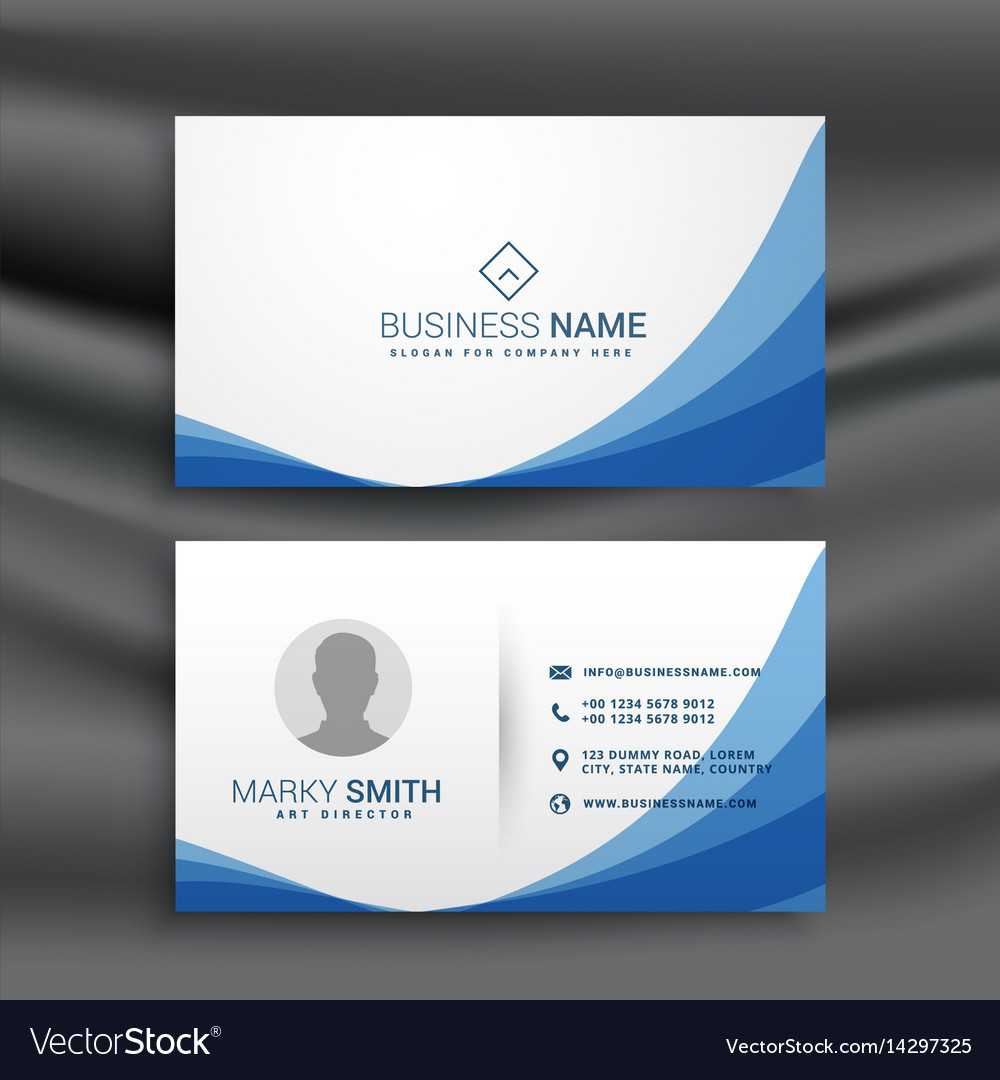 Blue Wave Simple Business Card Design Template Pertaining To Visiting Card Illustrator Templates Download