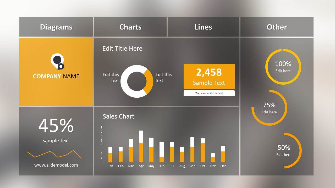 Blur Dashboard Slide For Powerpoint | Forecasting Pertaining To Powerpoint Dashboard Template Free