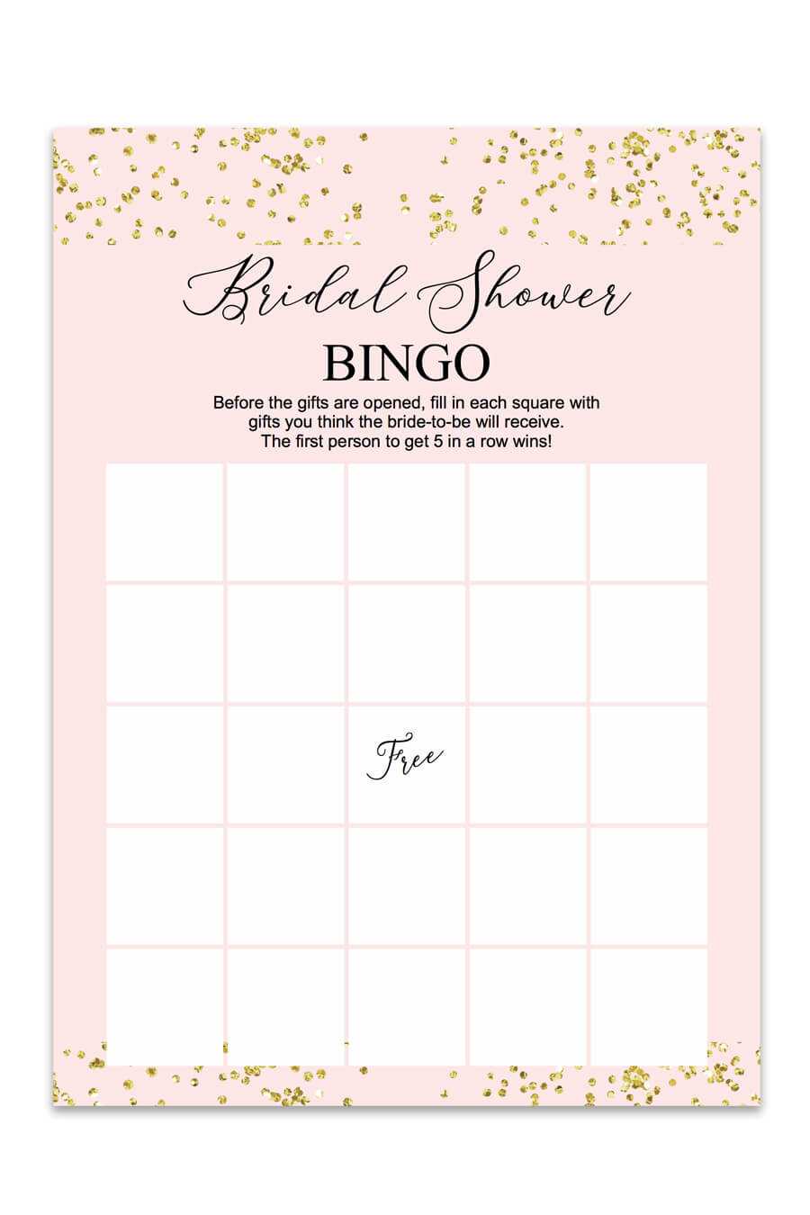 Blush And Confetti Bridal Shower Bingo – Chicfetti Pertaining To Blank Bridal Shower Bingo Template