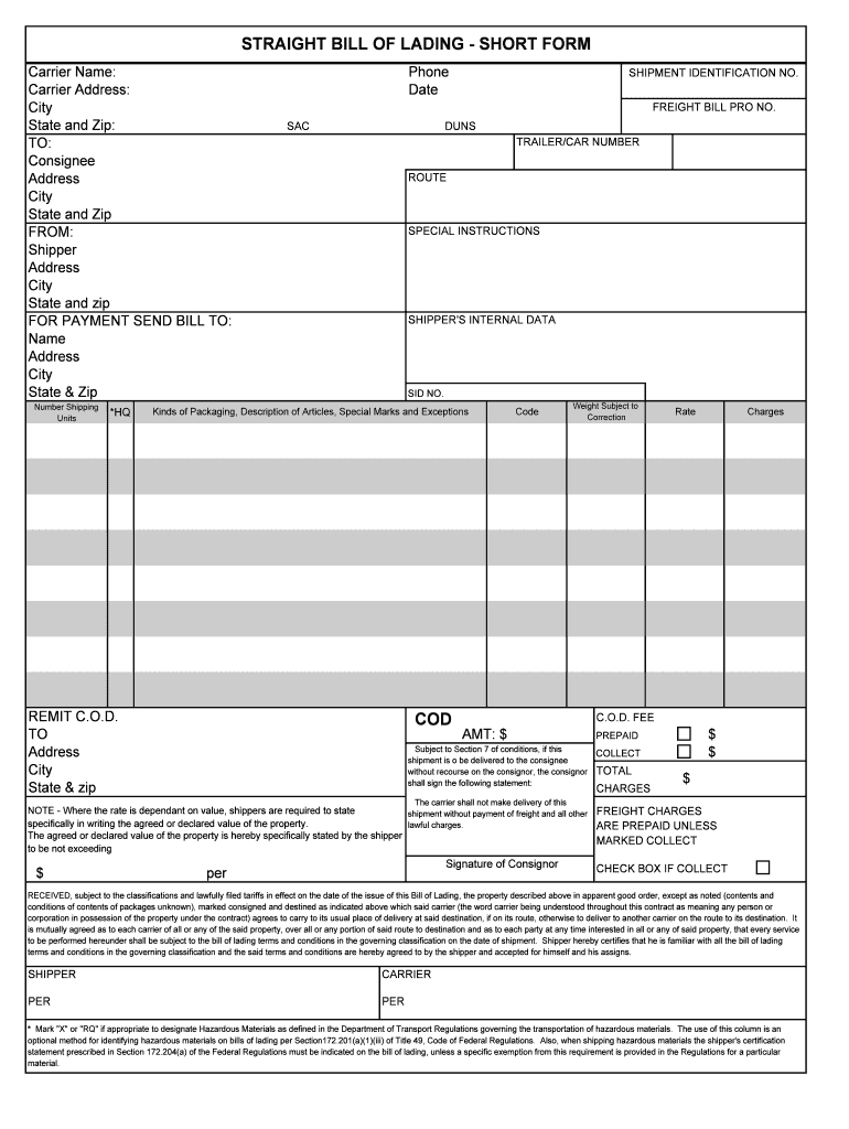 Bol Template - Fill Online, Printable, Fillable, Blank With Blank Bol Template