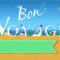 Bon Voyage. Travel Card. White Buildings On The Summer Beach Intended For Bon Voyage Card Template