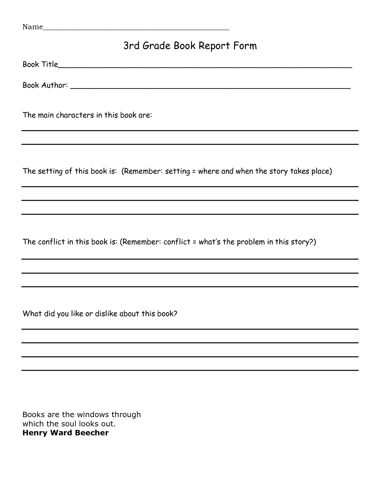 Book Report 3Rd Grade Template – Google Search | Home Pertaining To Character Report Card Template