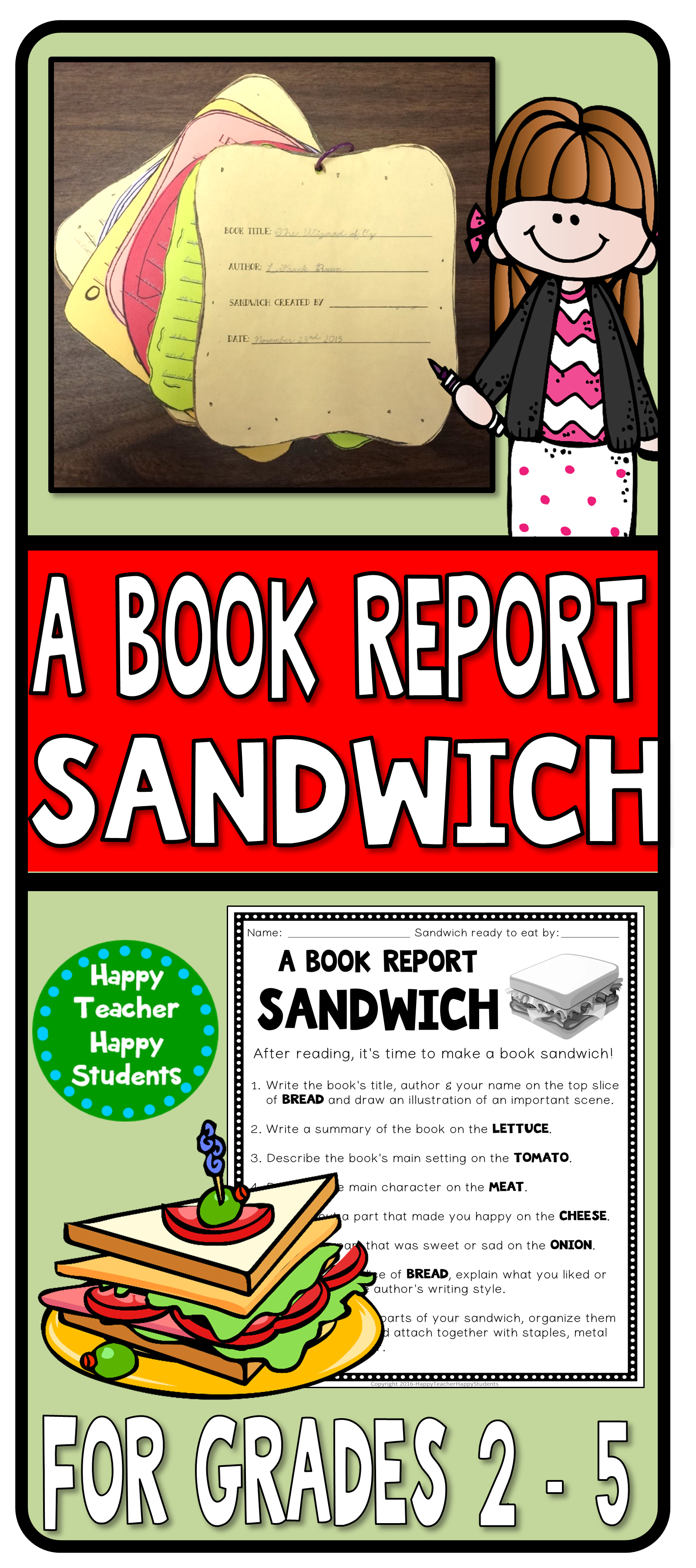 Book Report Sandwich: 7 Layer Sandwich Book Report Throughout Sandwich Book Report Printable Template
