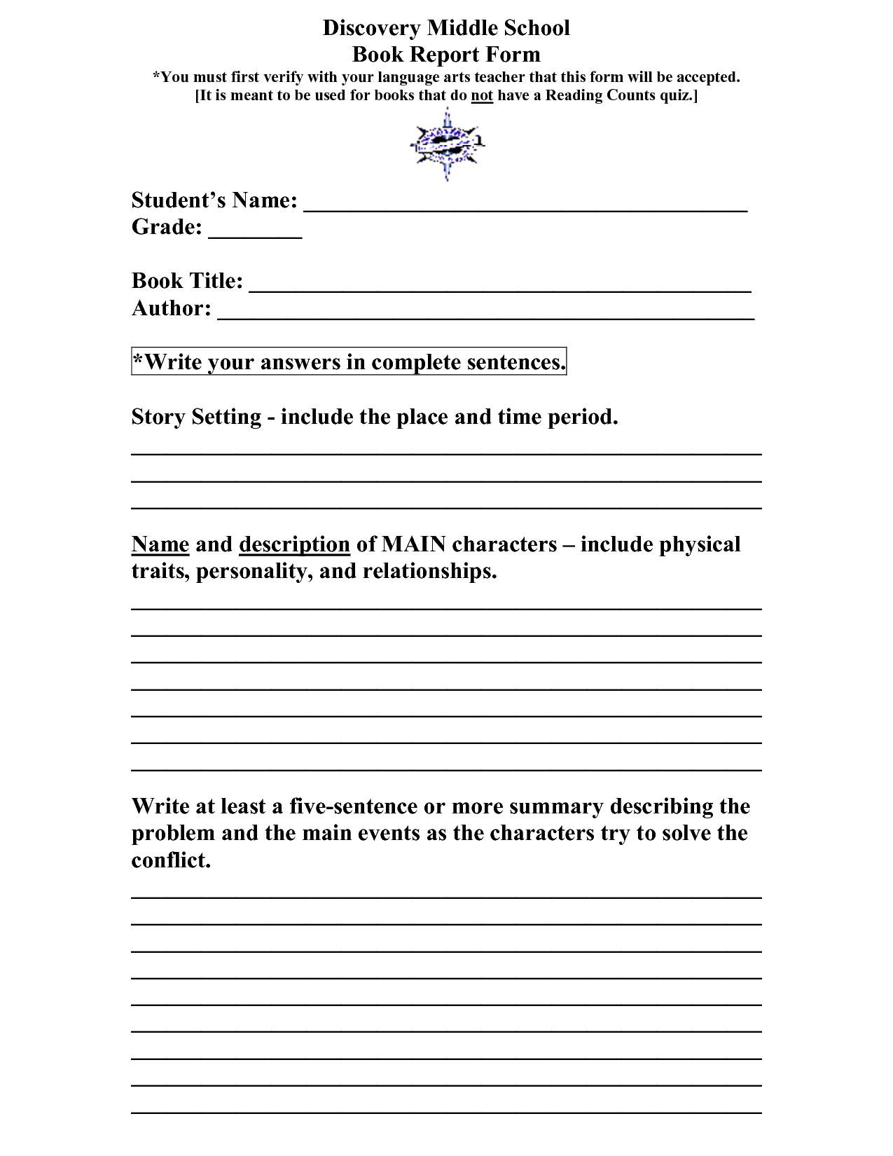 Book Report Template High School – Atlantaauctionco Throughout Book Report Template Middle School