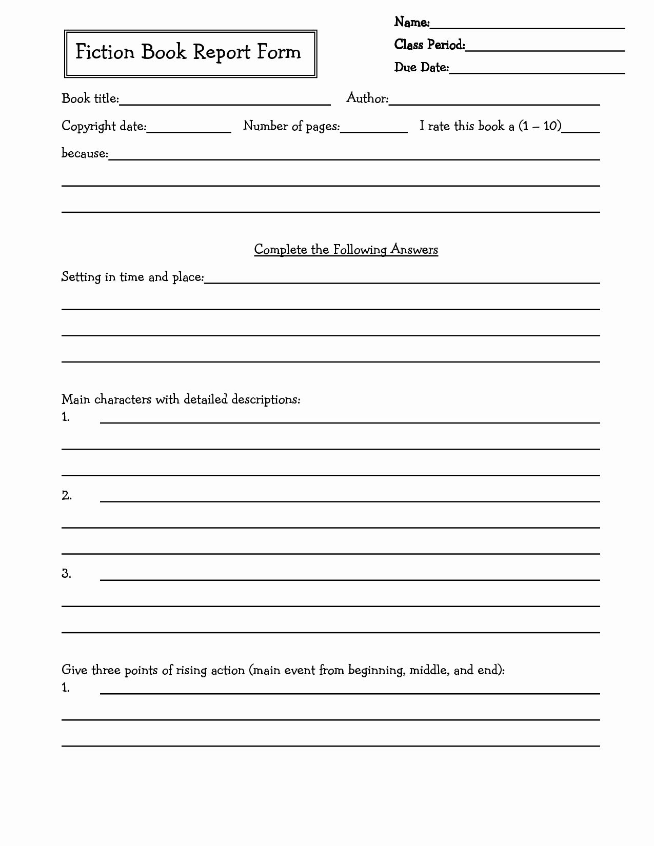 Book Report Templates For 4Th Grade  | Book Report With Biography Book Report Template