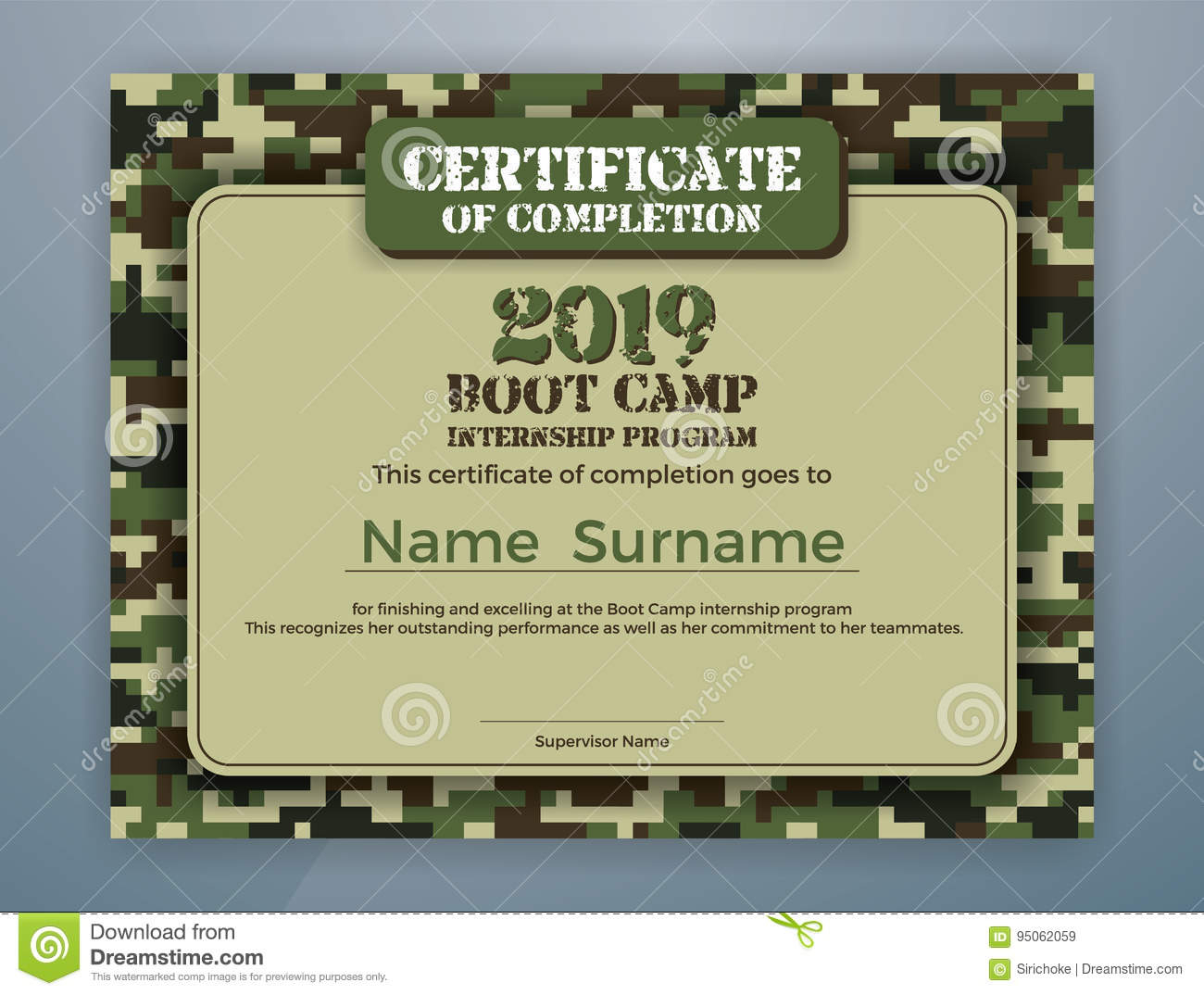 Boot Camp Internship Program Certificate Template Stock Pertaining To Boot Camp Certificate Template