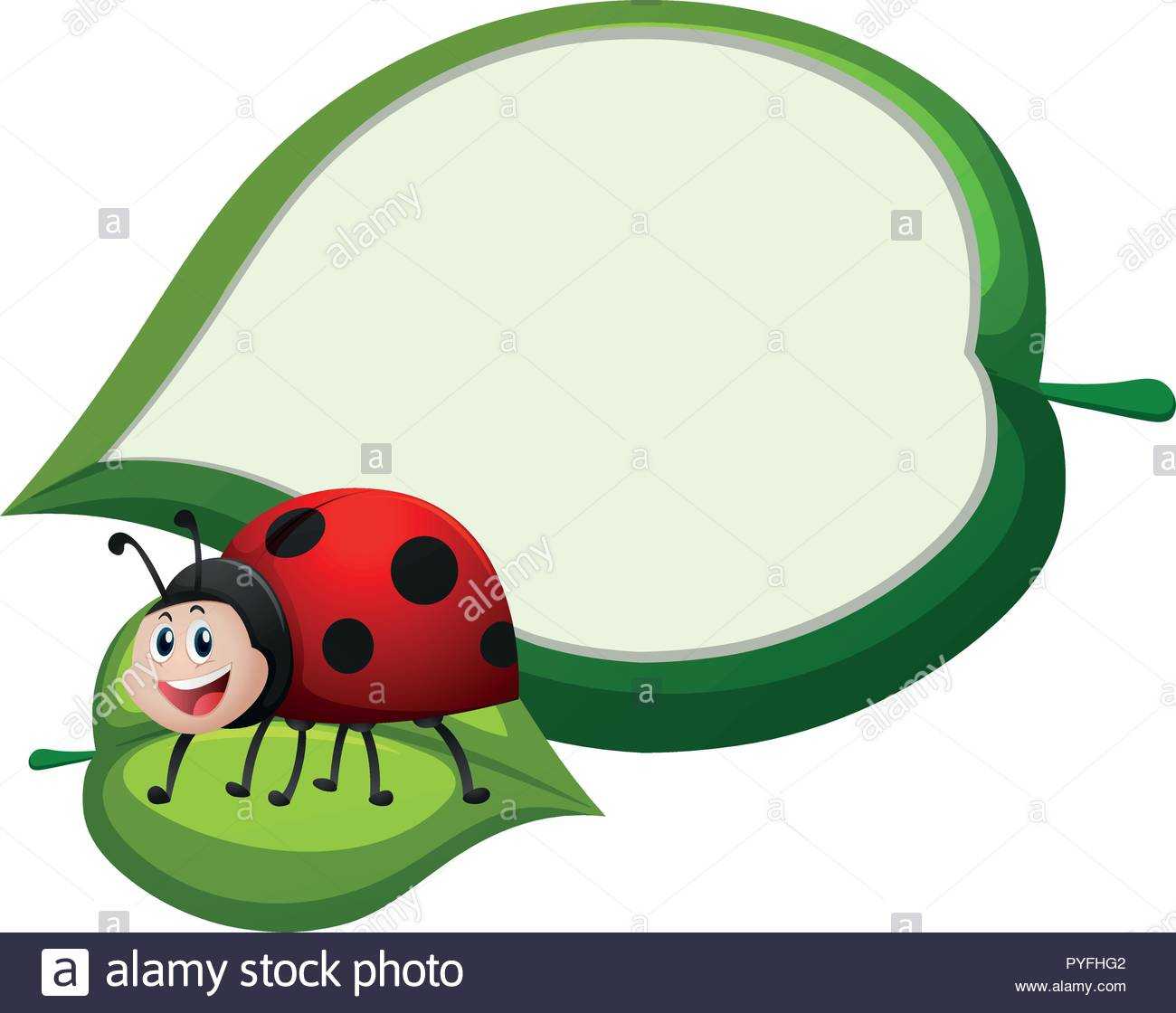 Border Template With Ladybug On Leaf Illustration Stock Intended For Blank Ladybug Template