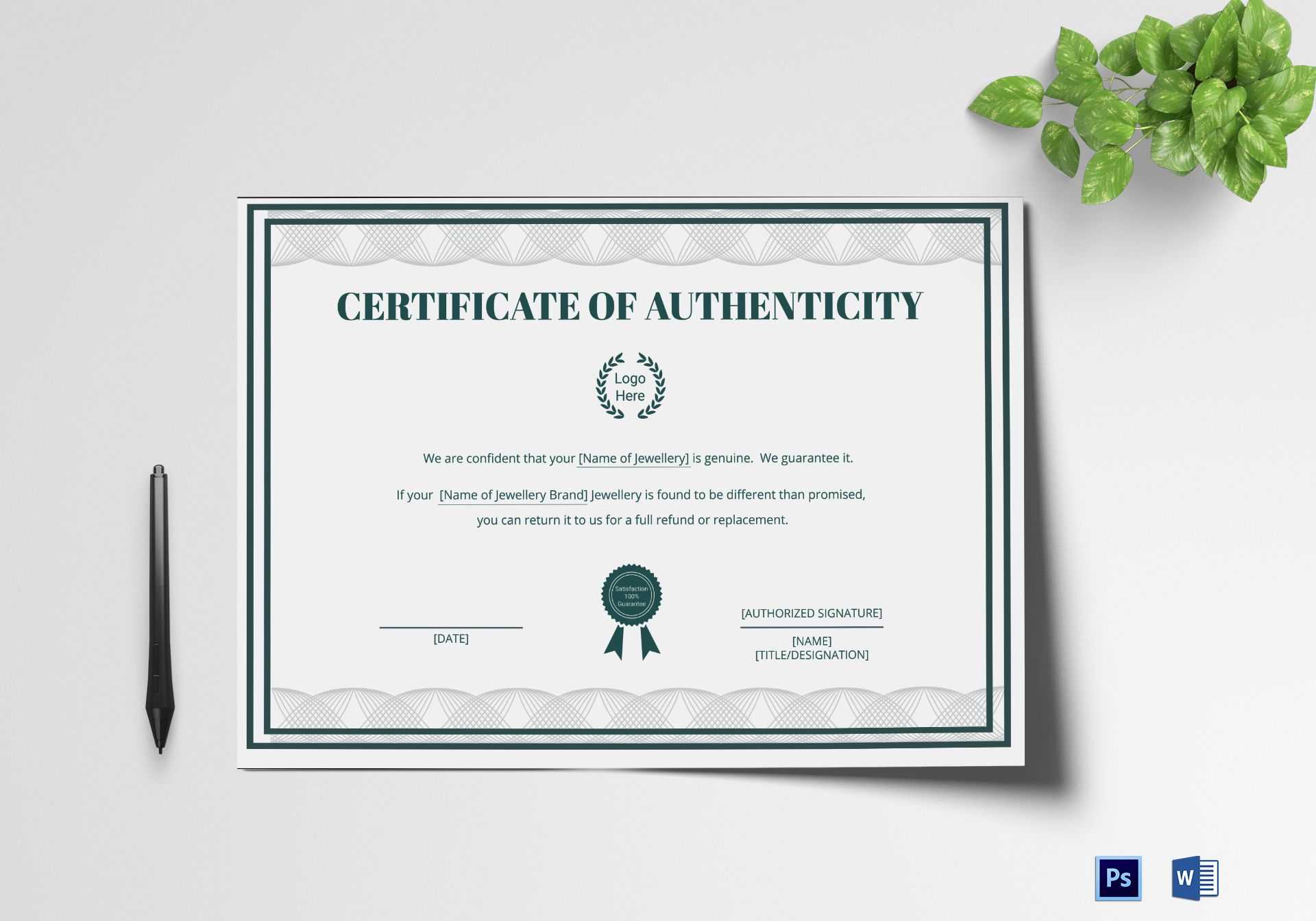 Brand Authenticity Certificate Template For Mock Certificate Template