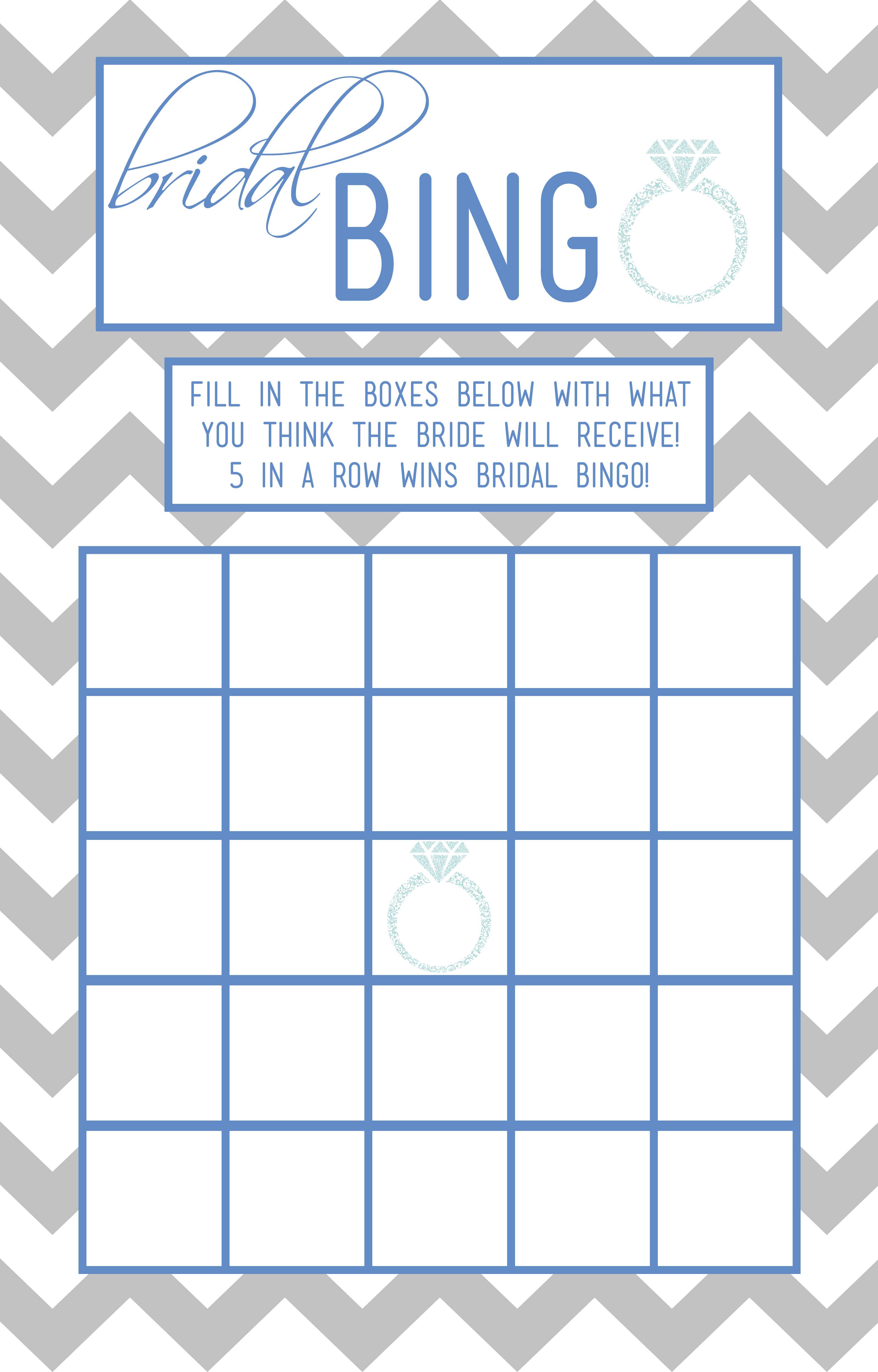 Bridal Shower Bingo Card Template Intended For Blank Bridal Shower Bingo Template