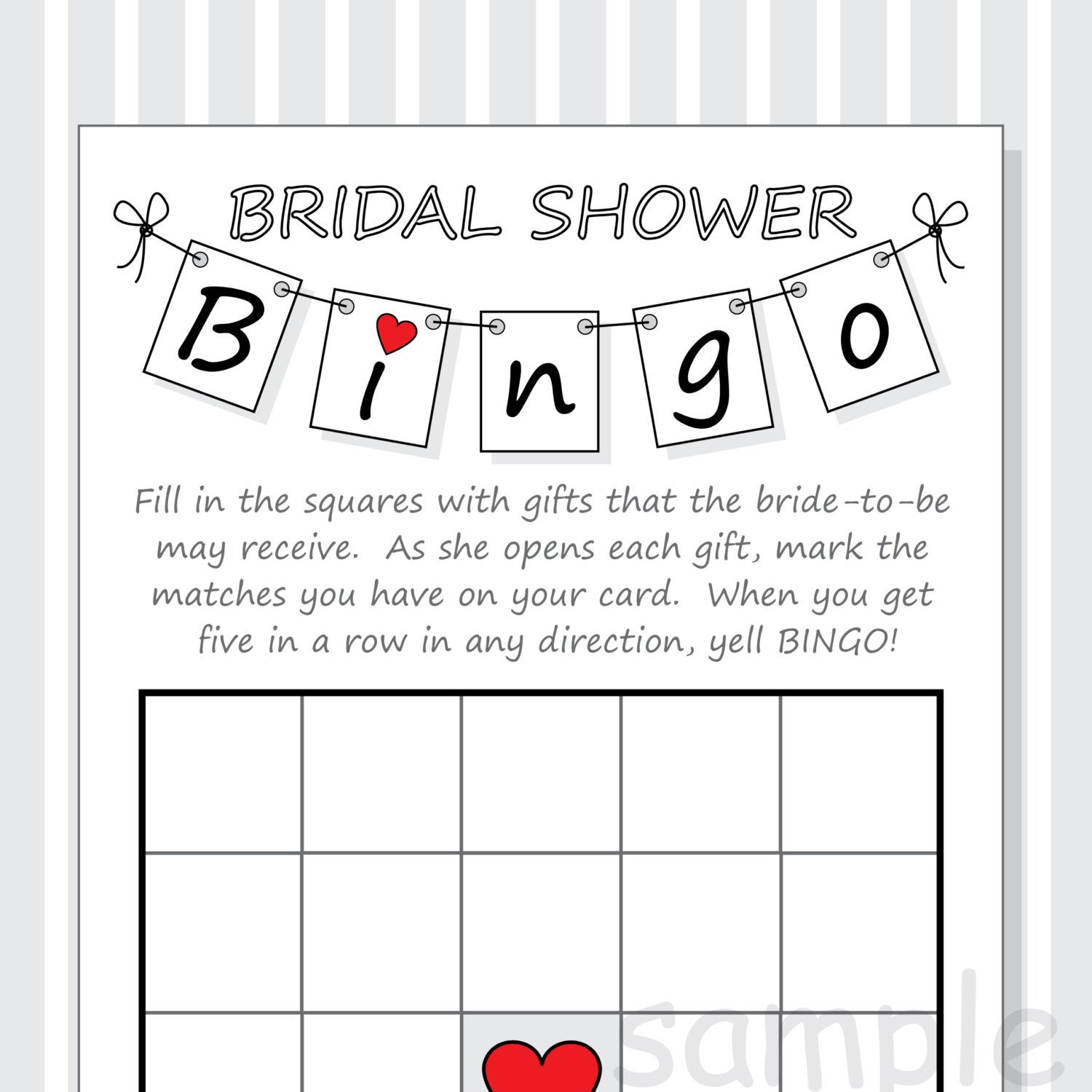 Bridal Shower Bingo Card Template With Regard To Blank Bridal Shower Bingo Template
