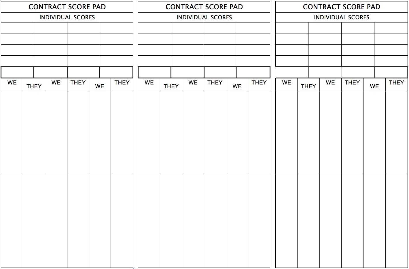 Bridge Score Cards – Byte Insight In Bridge Score Card Template