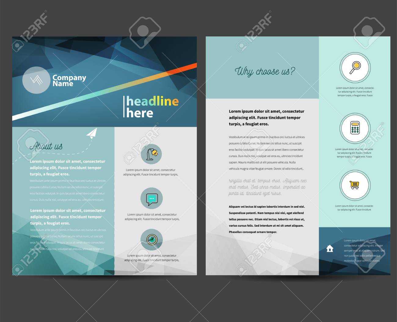 Brochure Or Flyer Design Template In Letter Size With Regard To Letter Size Brochure Template