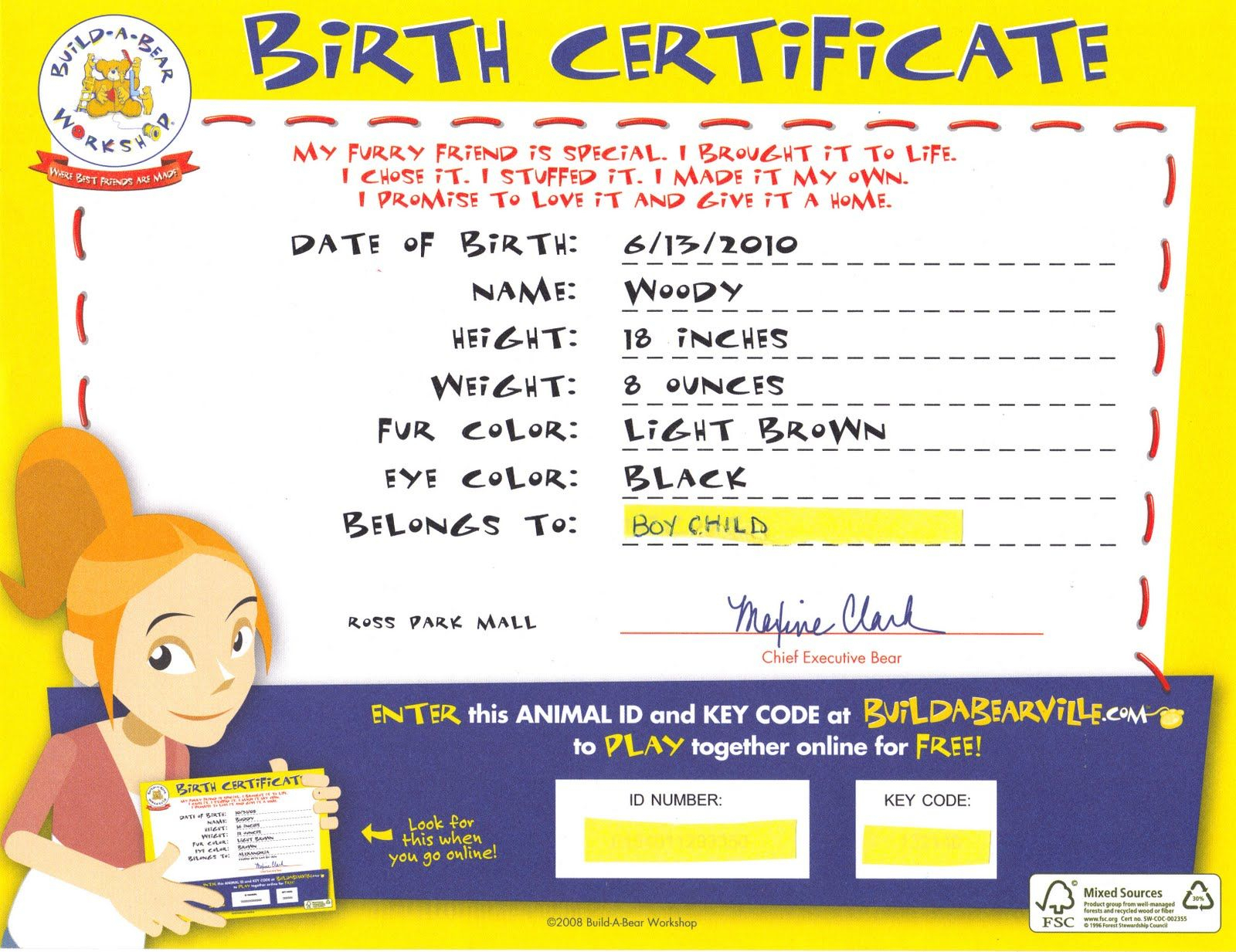 Build A Bear Birth Certificate | Build A Bear, Bear, Certificate With Build A Bear Birth Certificate Template