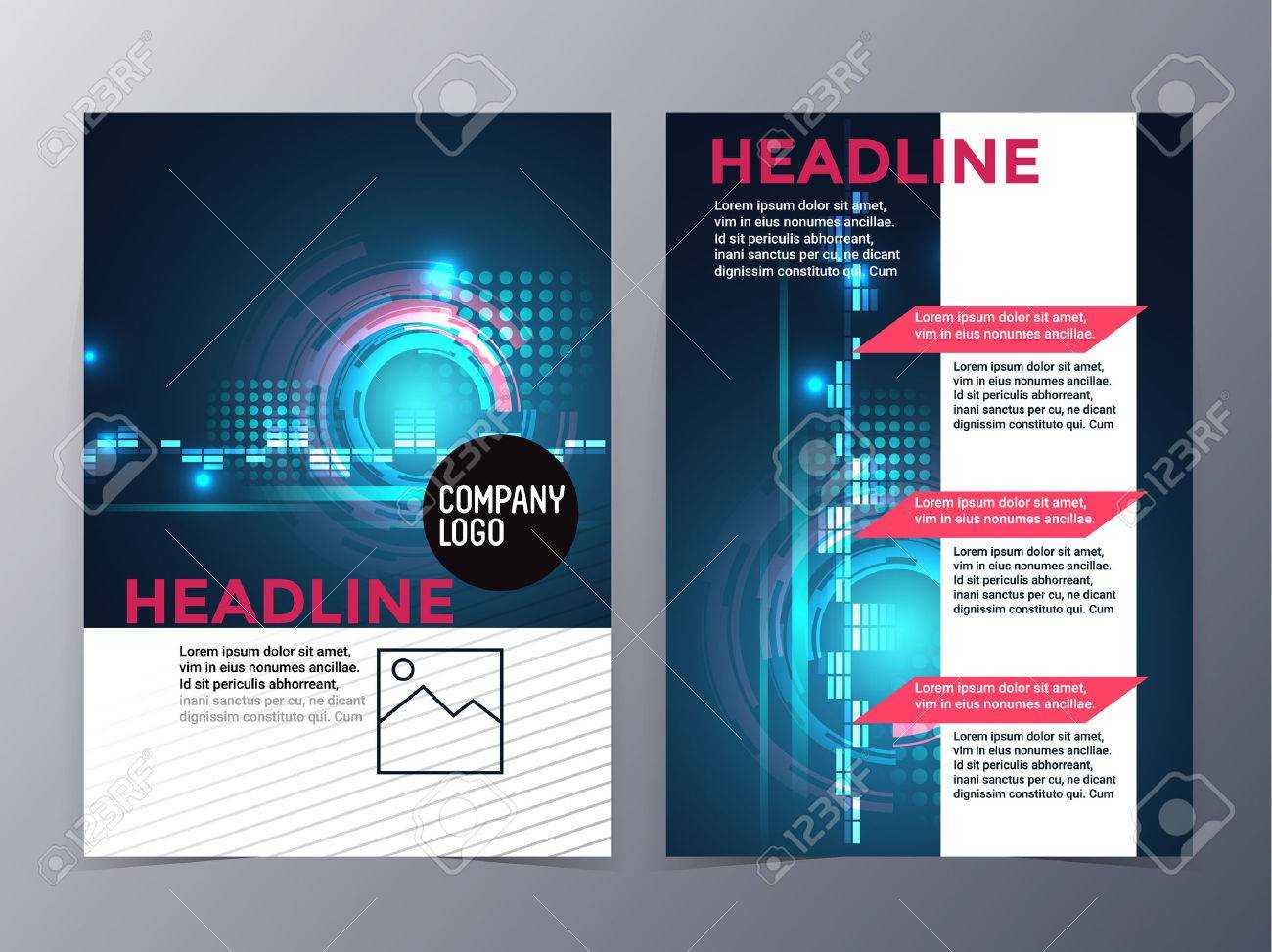 Business And Technology Brochure Design Template Vector Tri Fold.. In Technical Brochure Template