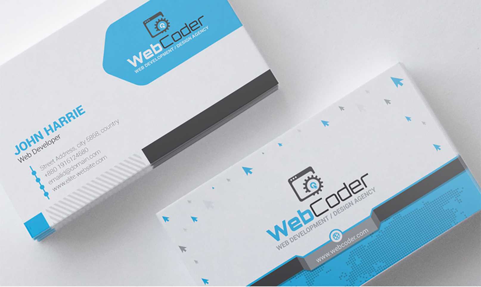 Business Card Design For Web Design And Developer Psd Template Intended For Web Design Business Cards Templates