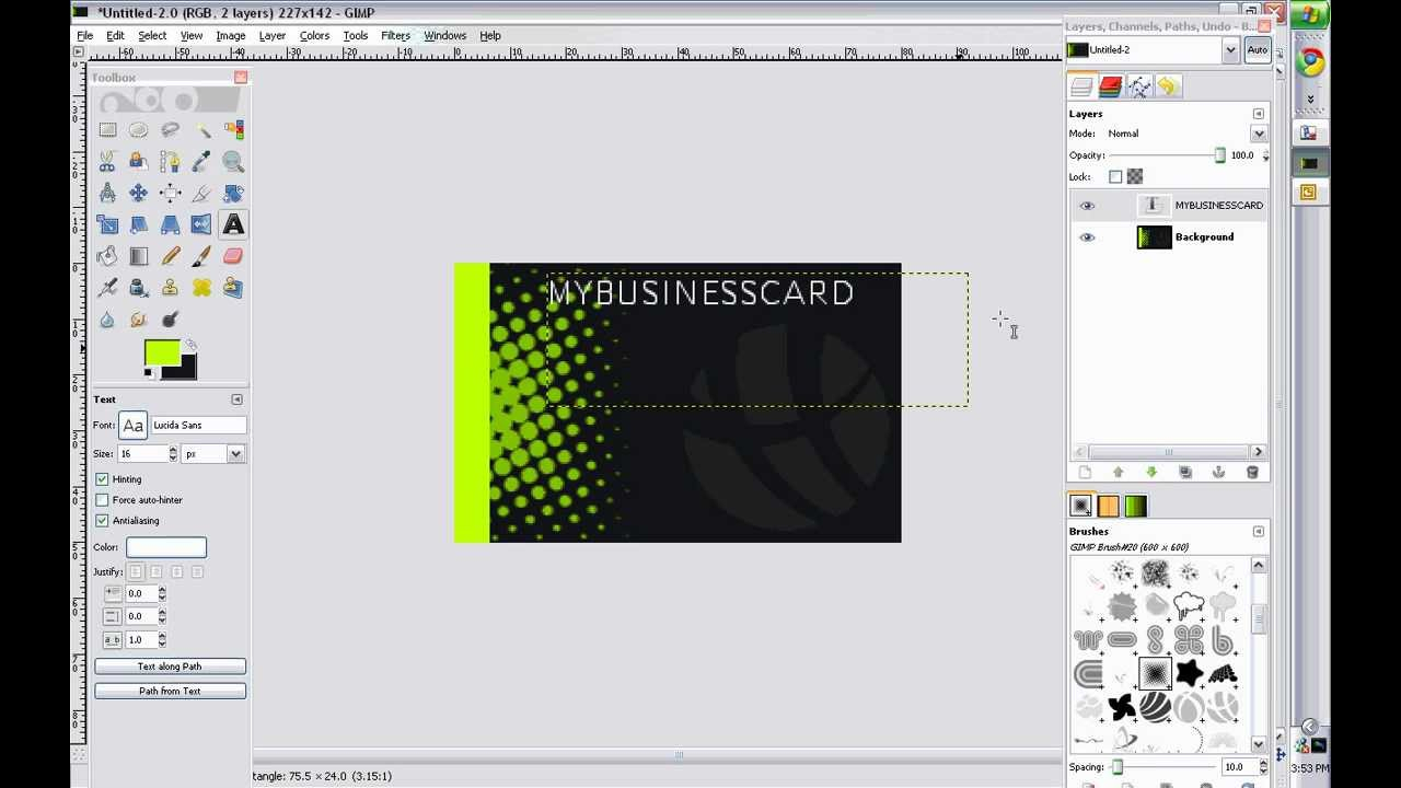 Business Card Design – Gimp 2.0 – In Gimp Business Card Template