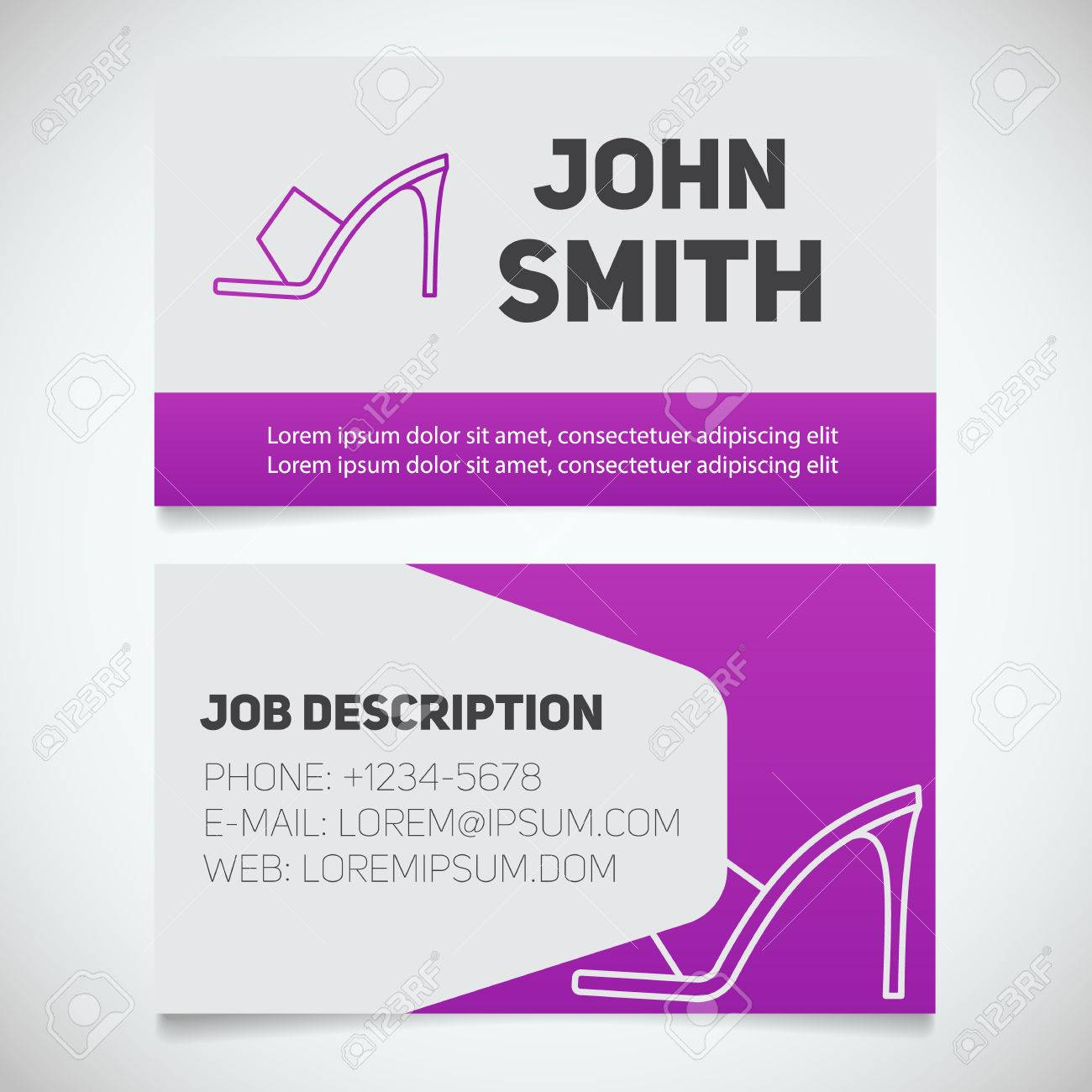 Business Card Print Template With High Heel Shoe Logo. Manager Within High Heel Template For Cards