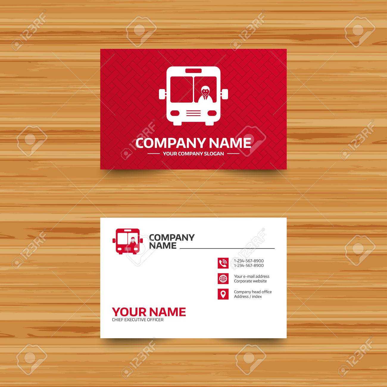 Business Card Template. Bus Sign Icon. Public Transport With.. With Transport Business Cards Templates Free