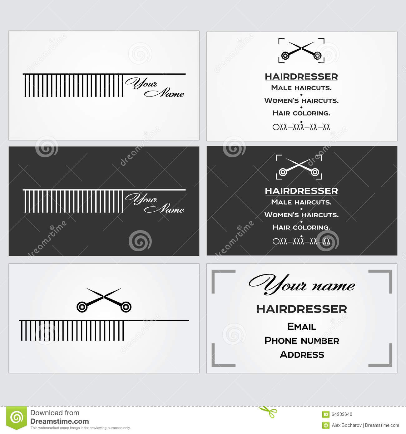 Business Card Template For A Hairdresser. Stock Vector Throughout Hairdresser Business Card Templates Free
