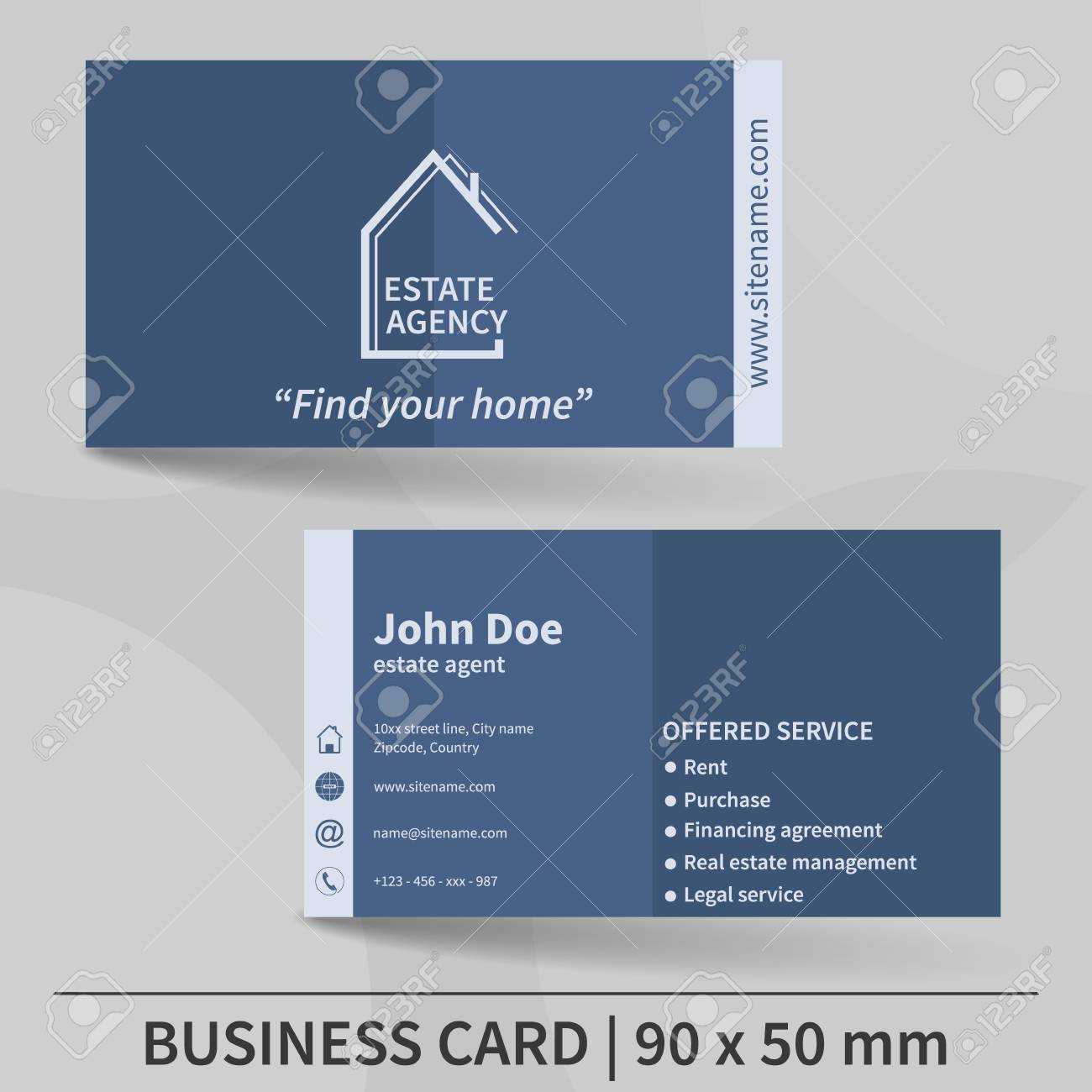 Business Card Template. Real Estate Agency. Design For Your Individual.. Regarding Real Estate Agent Business Card Template