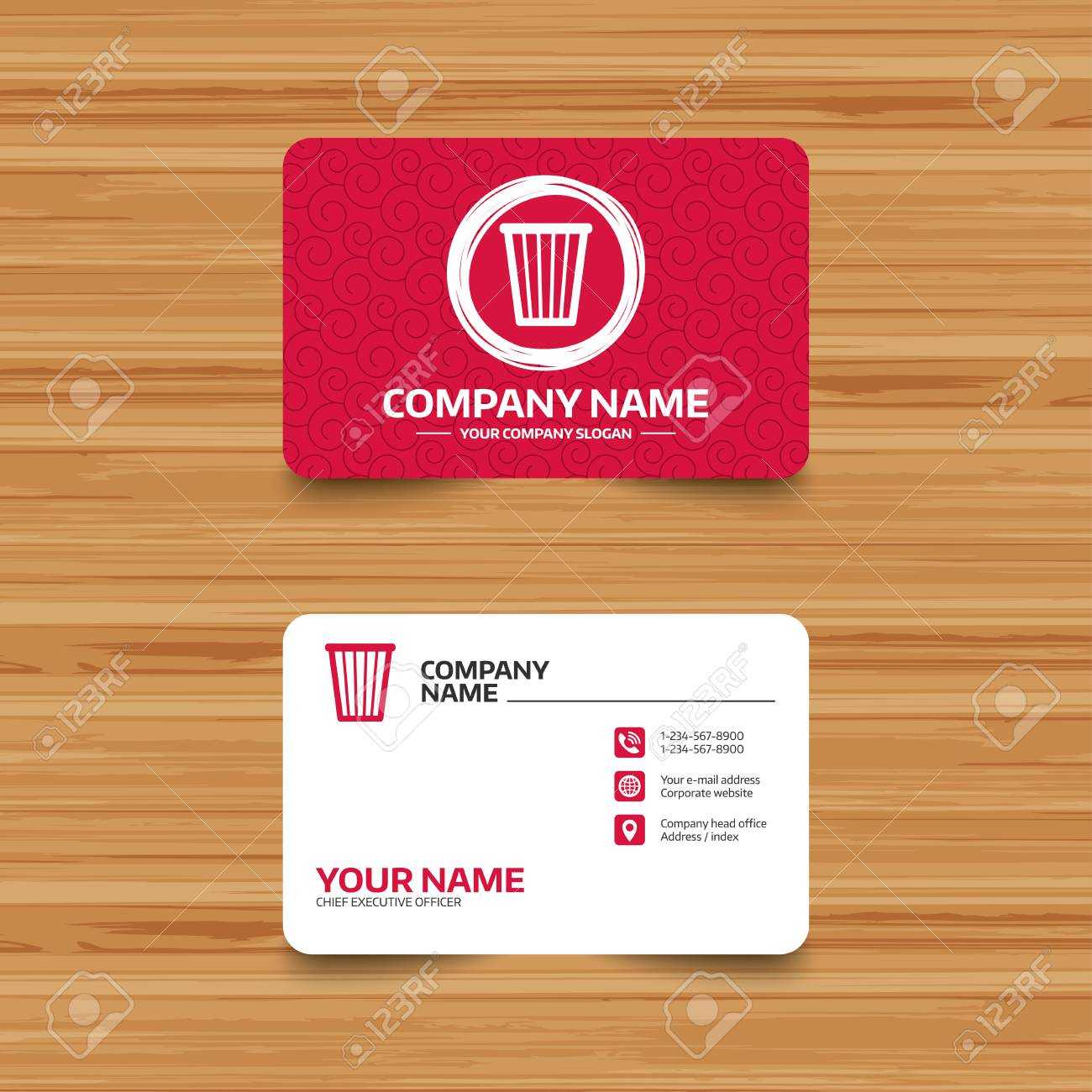 Business Card Template With Texture. Recycle Bin Sign Icon. Bin.. Regarding Bin Card Template