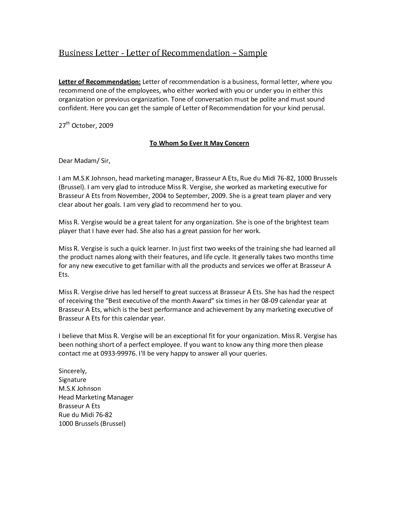 Business Reference Letter Template Word Collection | Letter Inside Business Reference Template Word