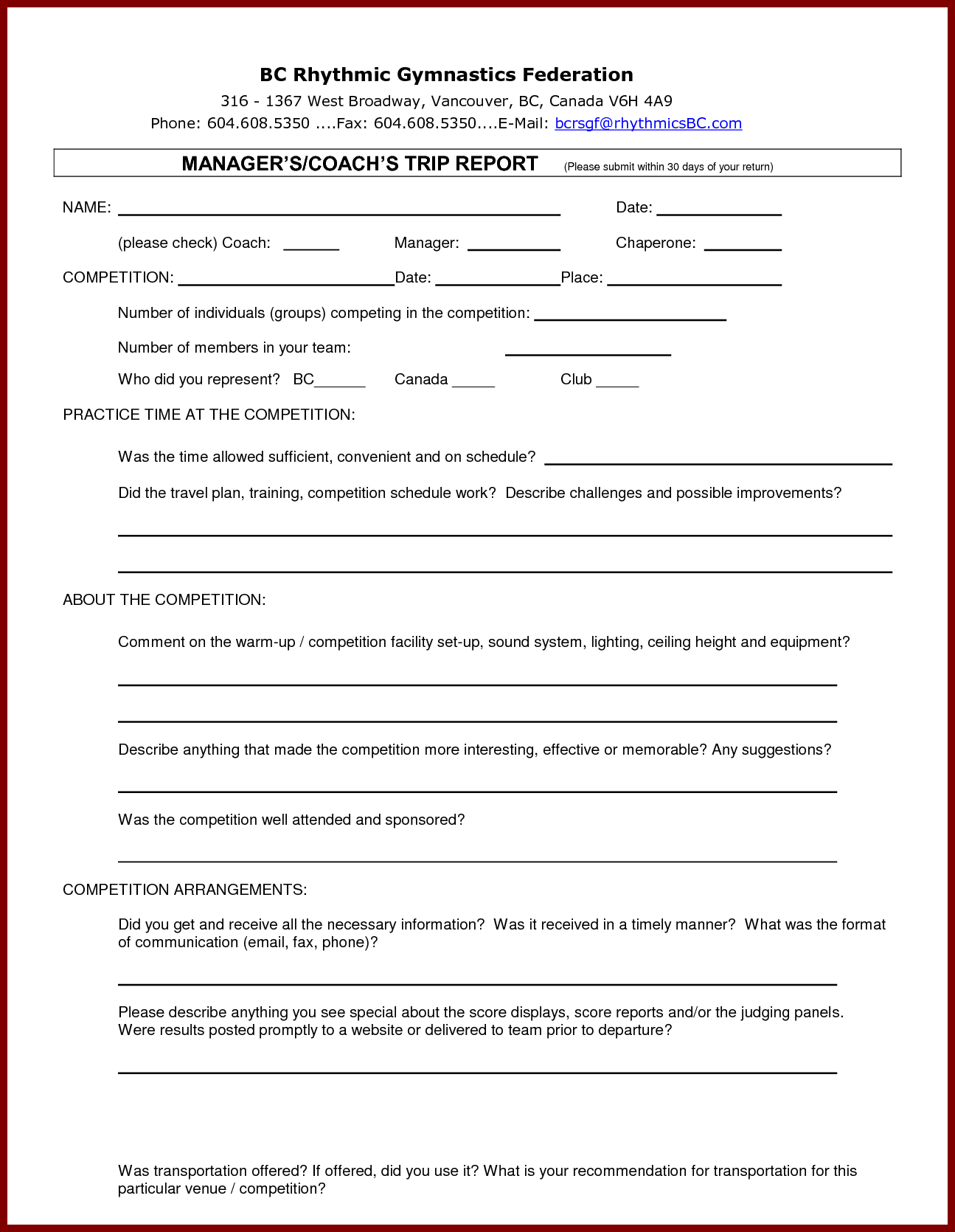 Business Trip Report Template Regarding Business Trip Report Template Pdf