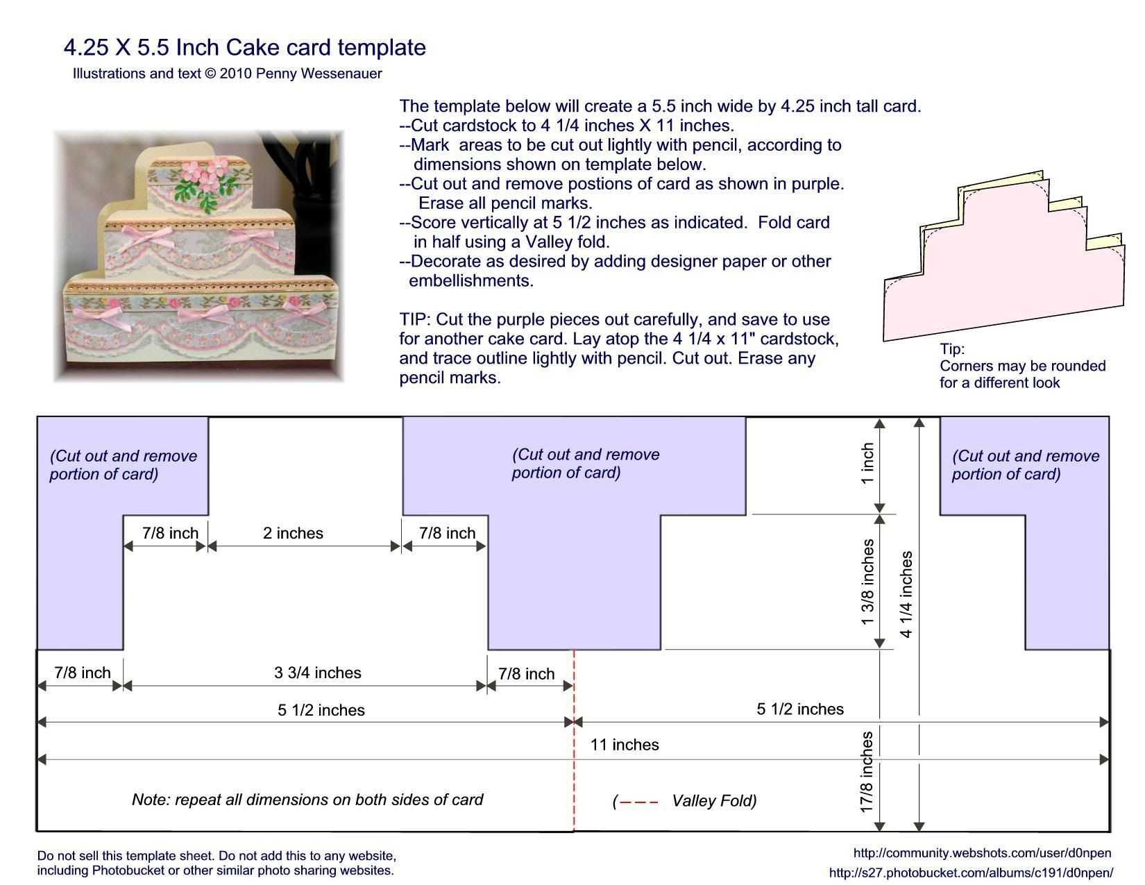 Cake Card Template – Size A2 (4.25" X 5.5") | Card Folds In A2 Card Template