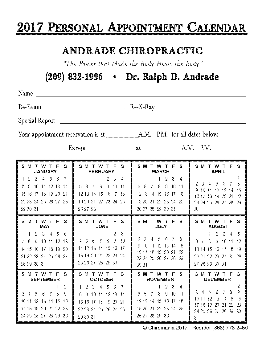 Calendar Appointment Cards With Regard To Chiropractic Travel Card Template