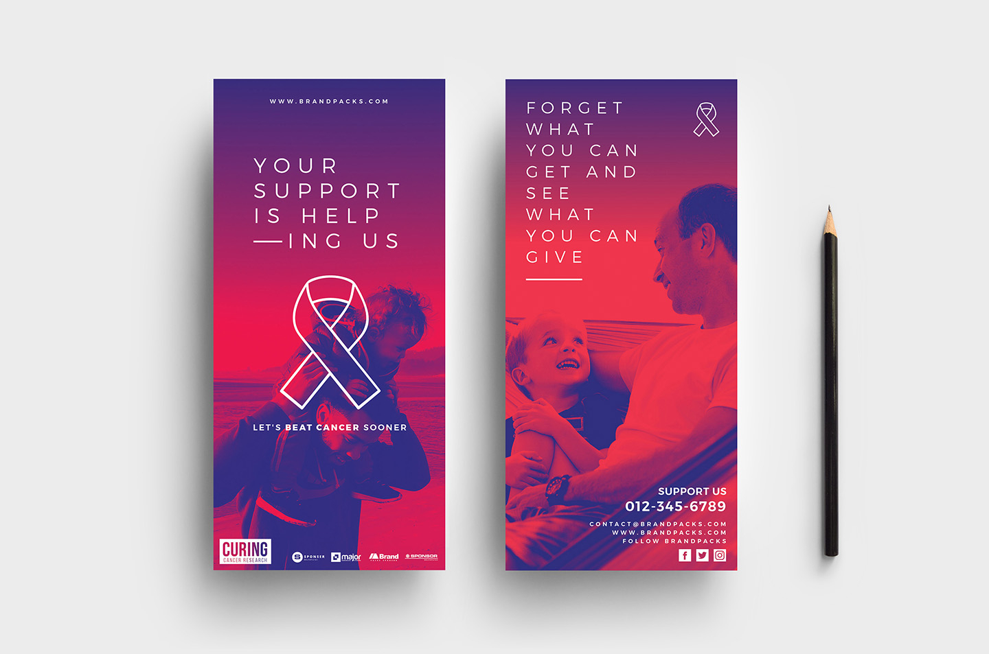 Cancer Charity Dl Card Template – Psd, Ai & Vector – Brandpacks Pertaining To Sponsor Card Template