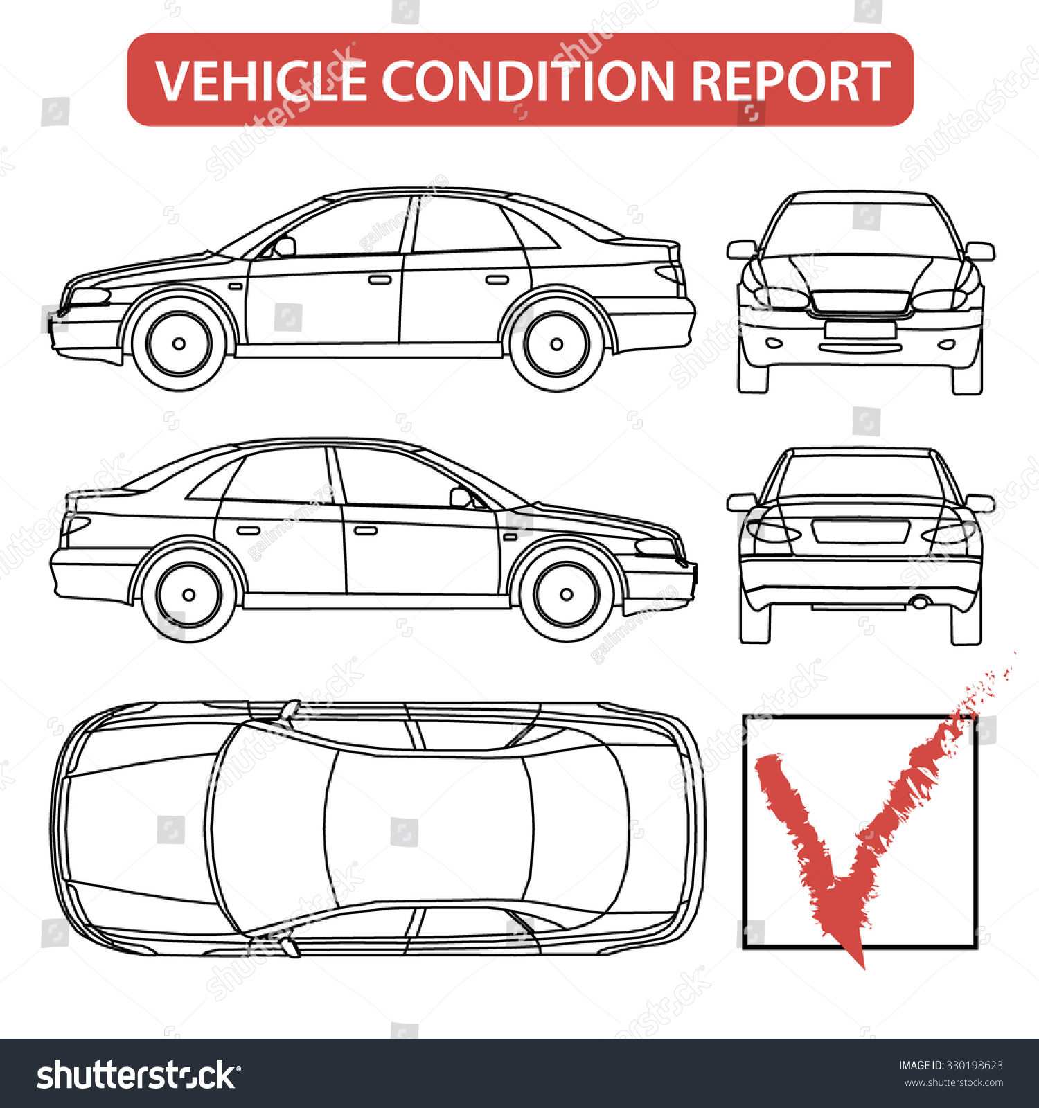 Car Condition Form (Vehicle Checklist,… Stock Photo Pertaining To Car Damage Report Template