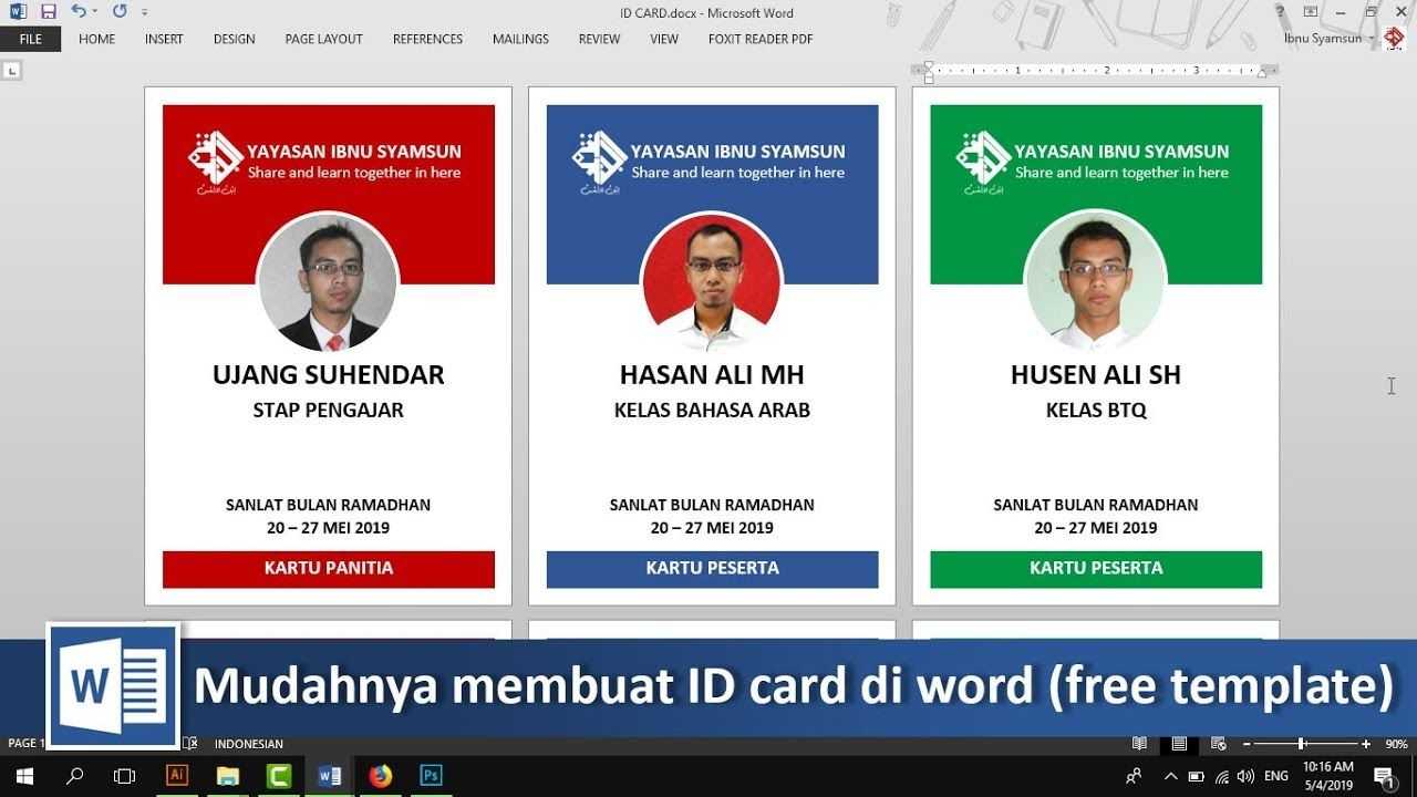 Cara Membuat Id Card Dengan Word (Free Template Inside Id Card Template Word Free