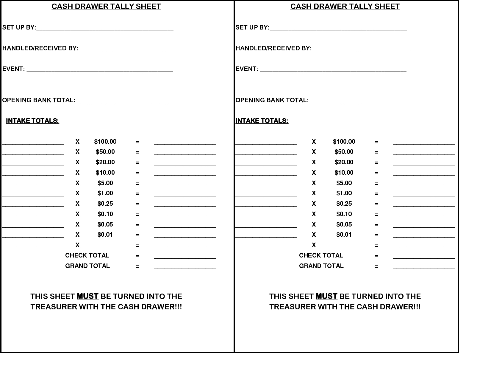 Cash Register Till Balance Shift Sheet In Out Template Pertaining To End Of Day Cash Register Report Template