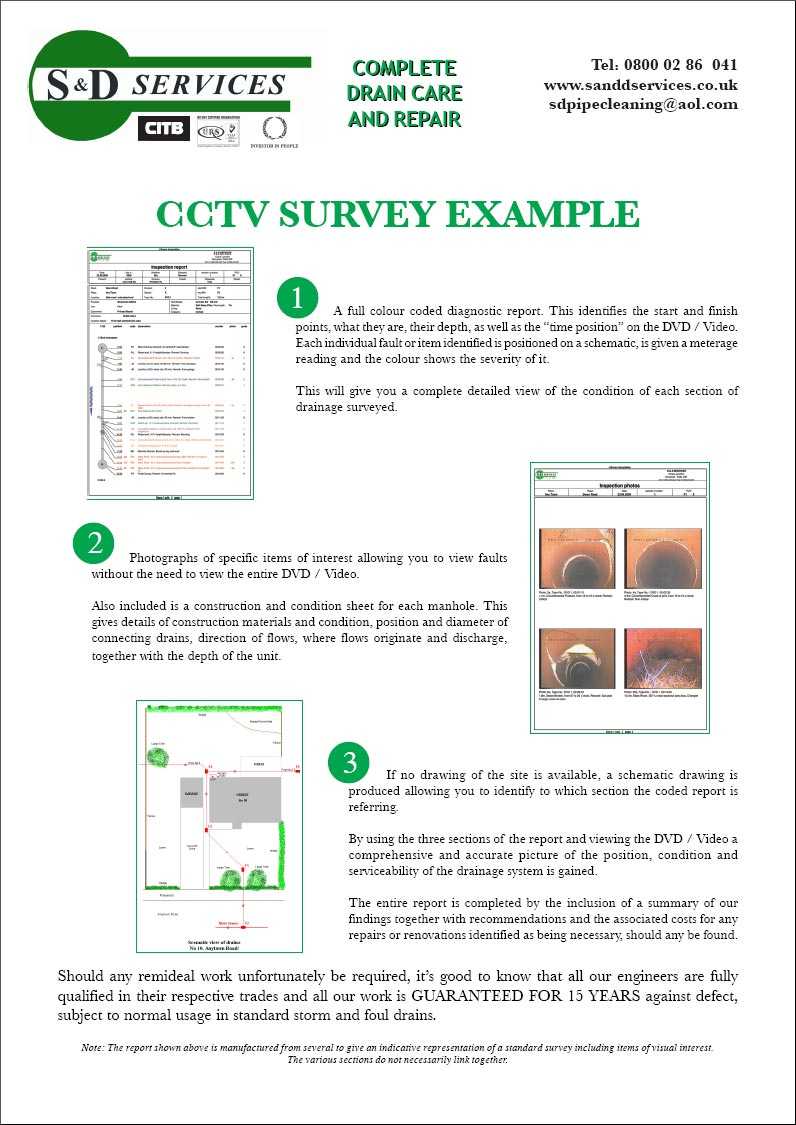 Cctv Surveying – S & D Plumbing And Drainage, Somerset Throughout Drainage Report Template