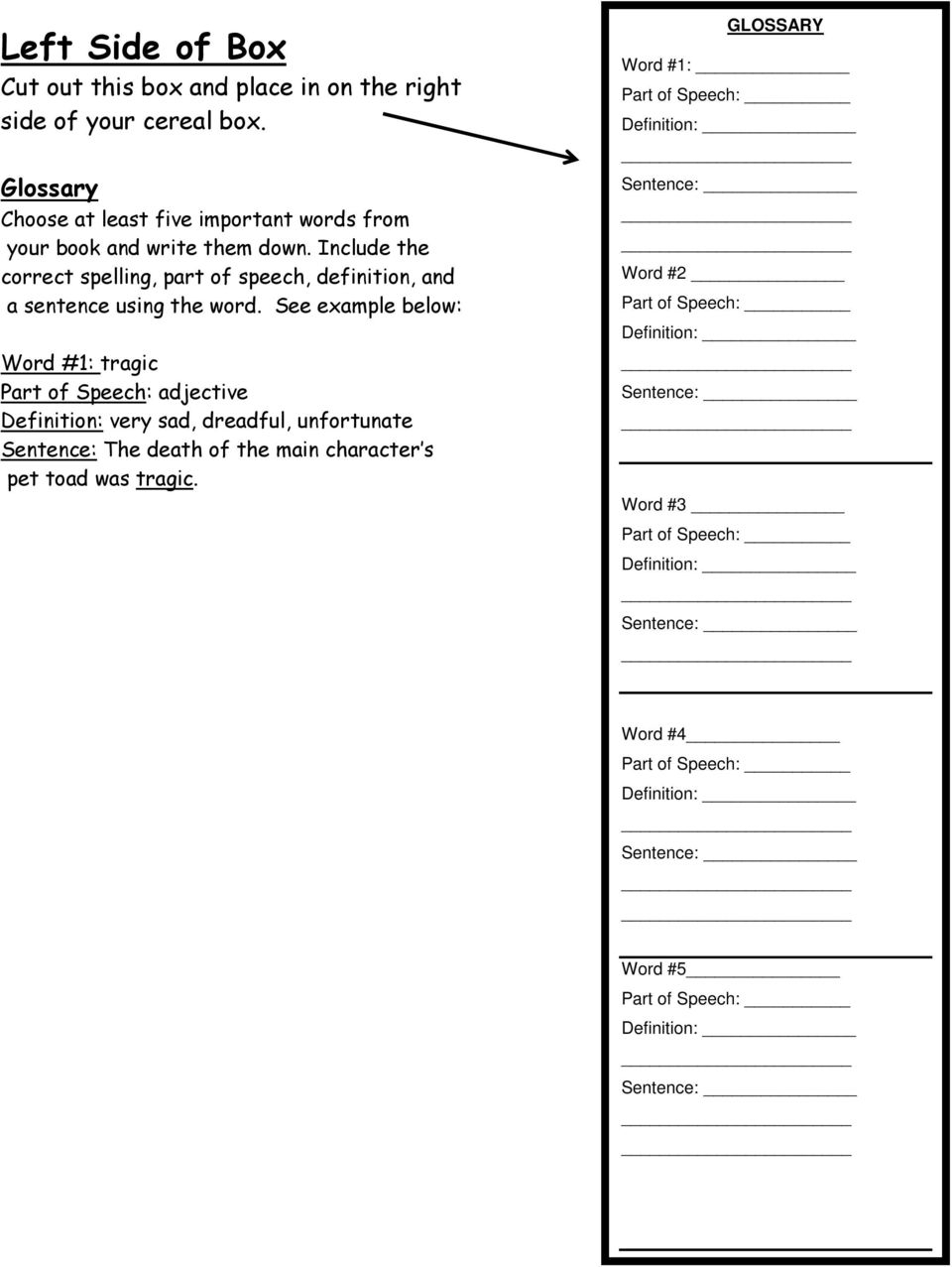Cereal Box Book Report – Pdf With Regard To Cereal Box Book Report Template