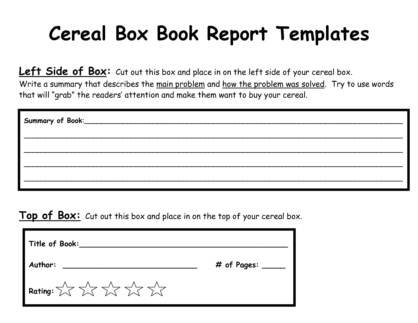 Cereal+Box+Book+Report+Template | Creative | Book Report Throughout Cereal Box Book Report Template