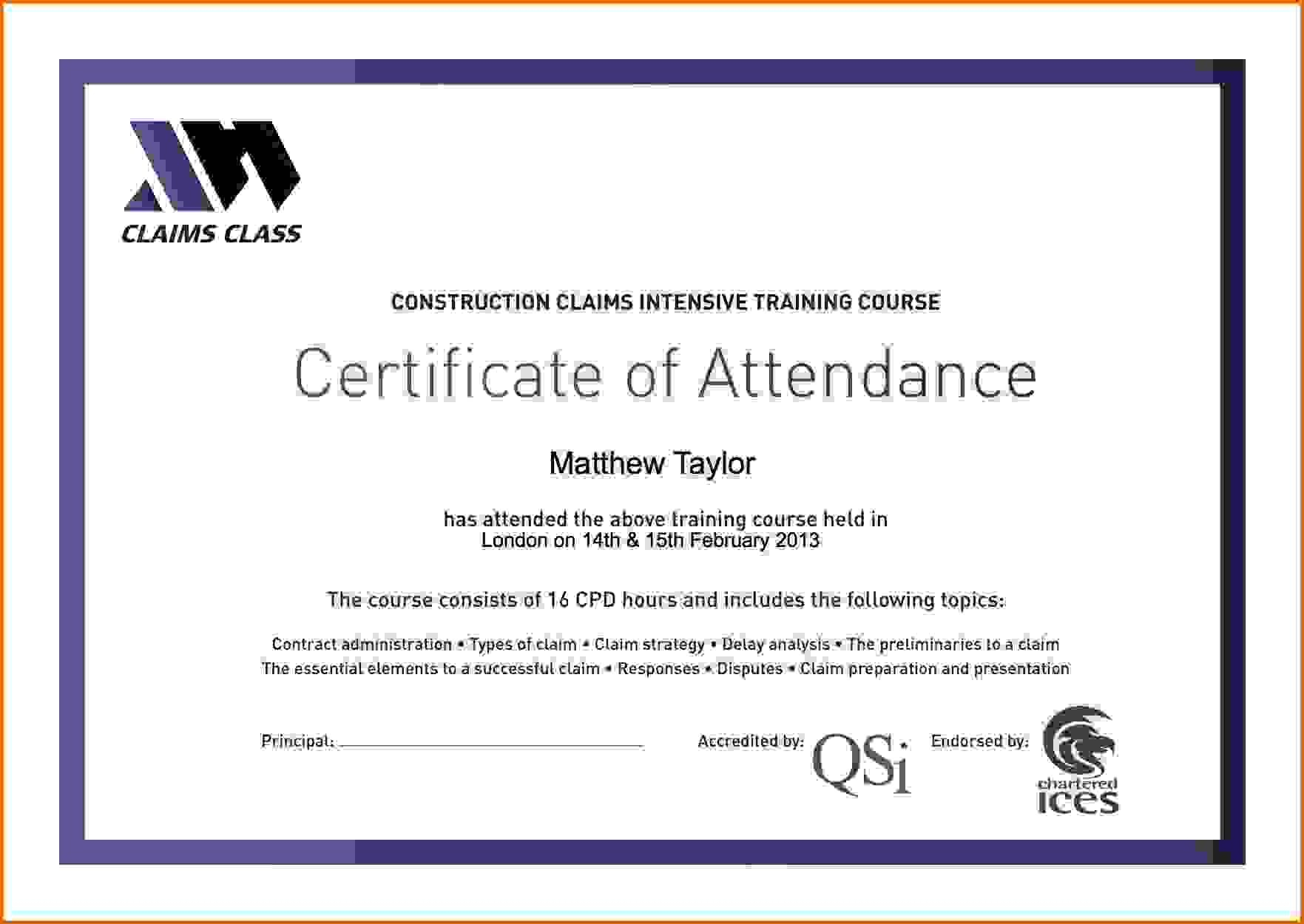 Certificate Attendance Templatec Certification Letter For Conference Certificate Of Attendance Template