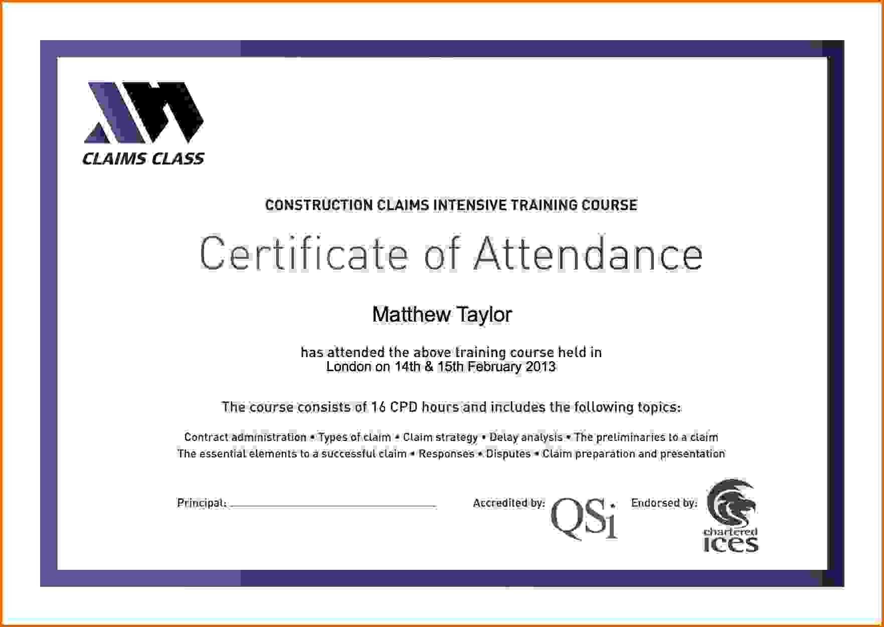 Certificate Attendance Templatec Certification Letter With Perfect Attendance Certificate Template