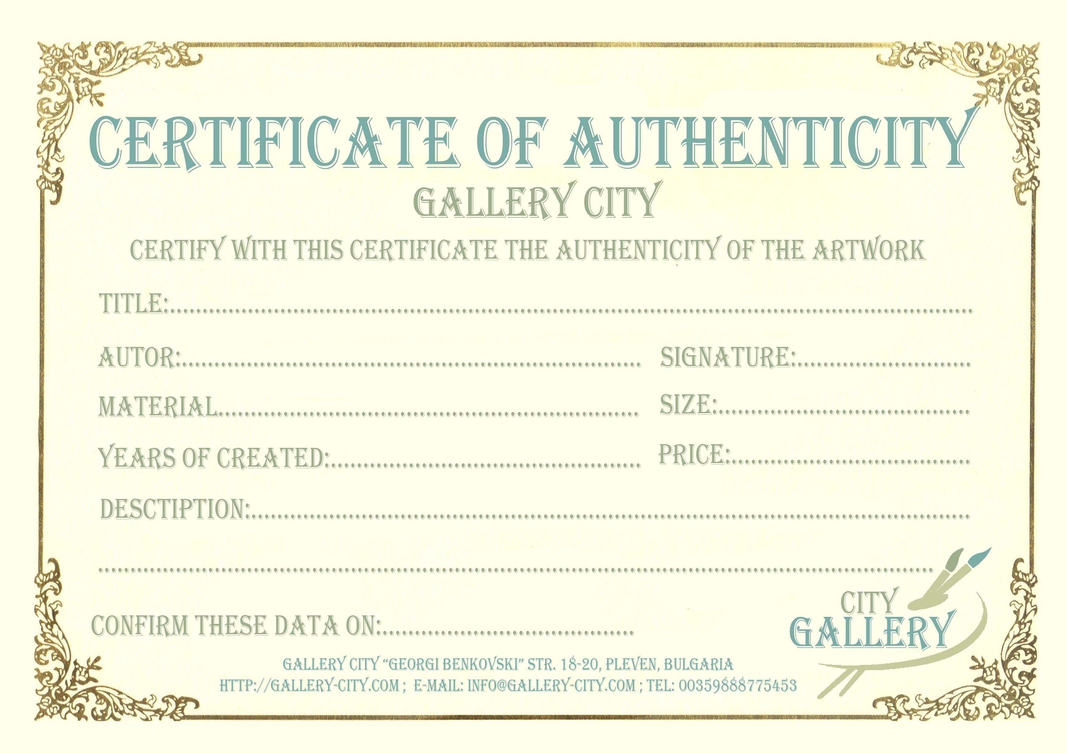 Certificate Authenticity Template Art Authenticity In Art Certificate Template Free