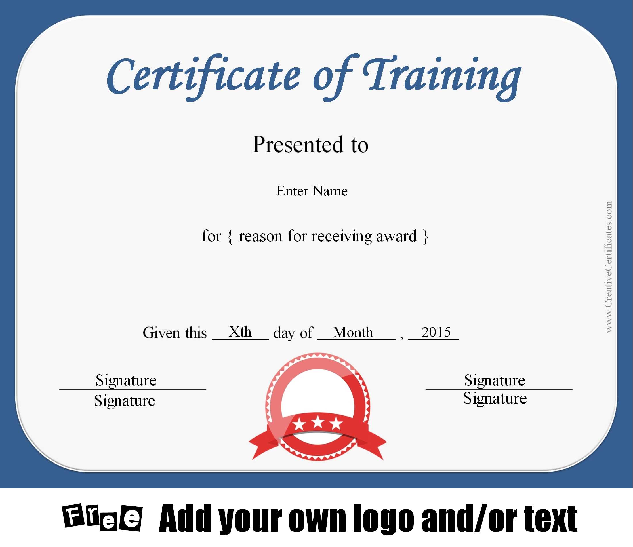 Certificate For Training – Sinda.foreversammi Intended For Template For Training Certificate