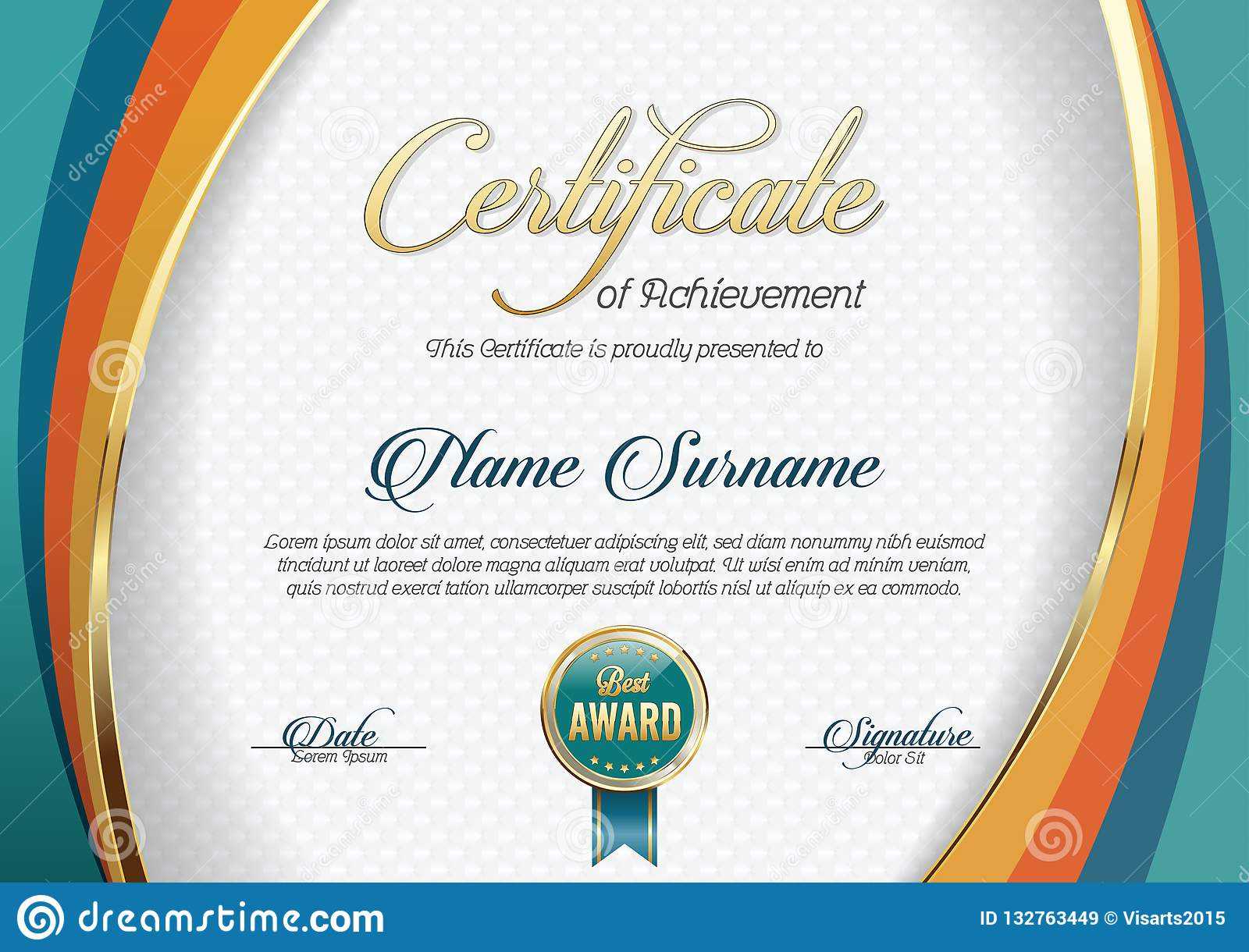 Certificate Of Achievement. Landscape. Template. Stock In Landscape Certificate Templates