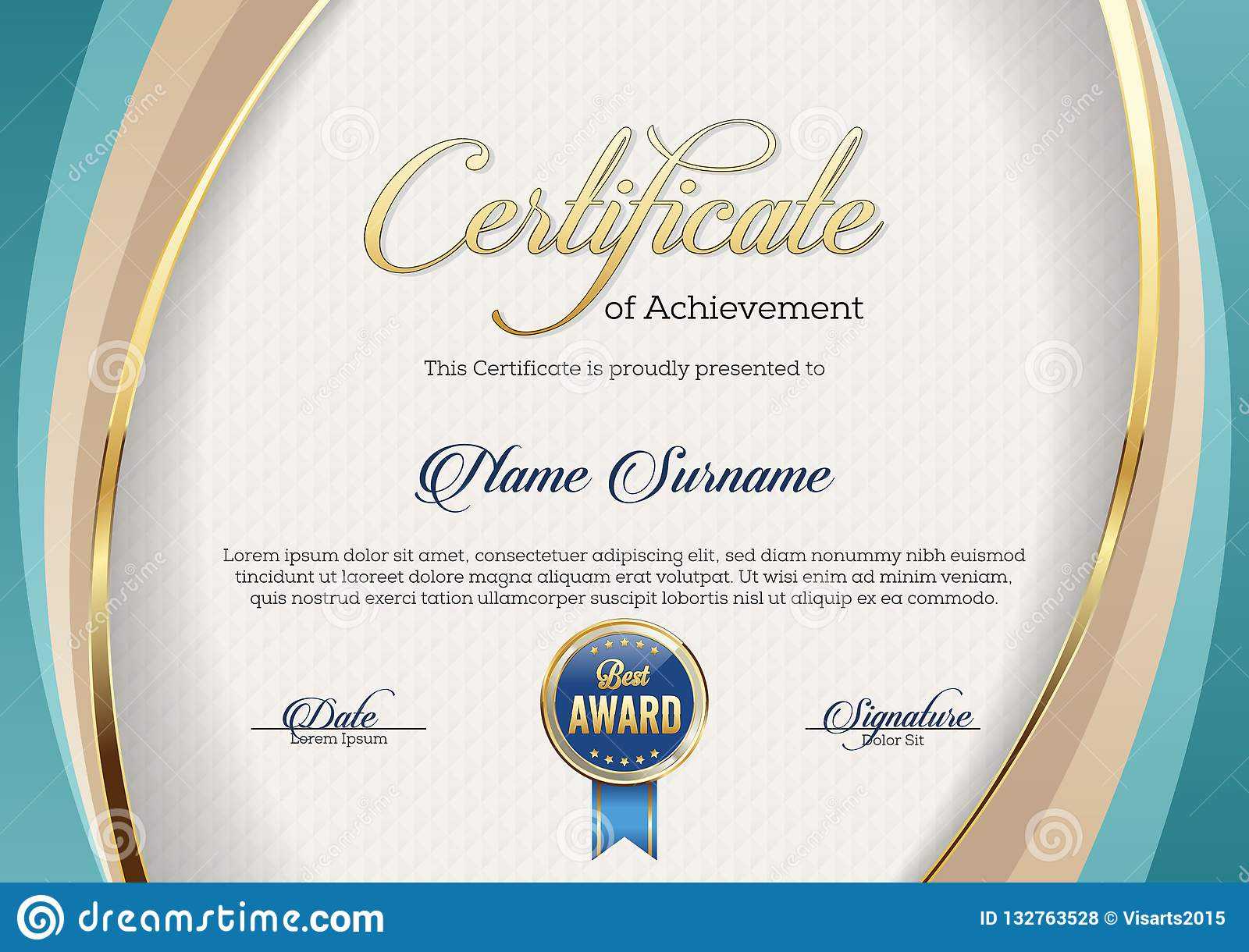 Certificate Of Achievement. Landscape. Template. Stock Throughout Landscape Certificate Templates