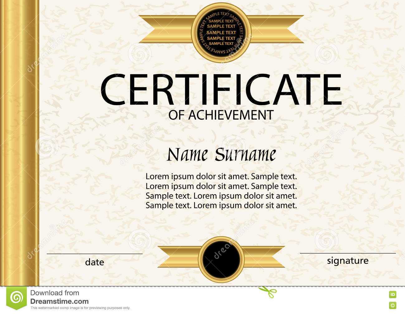 Certificate Of Achievement Or Diploma Template. Vector Stock Intended For Certificate Of Attainment Template