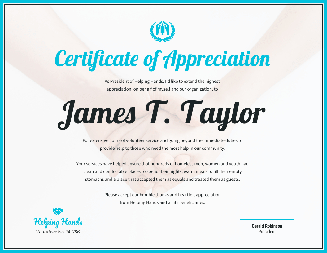 Certificate Of Appreciation Template – Venngage For Volunteer Certificate Template
