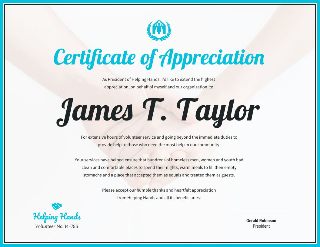 Certificate Of Appreciation Template – Venngage Throughout Volunteer Certificate Templates