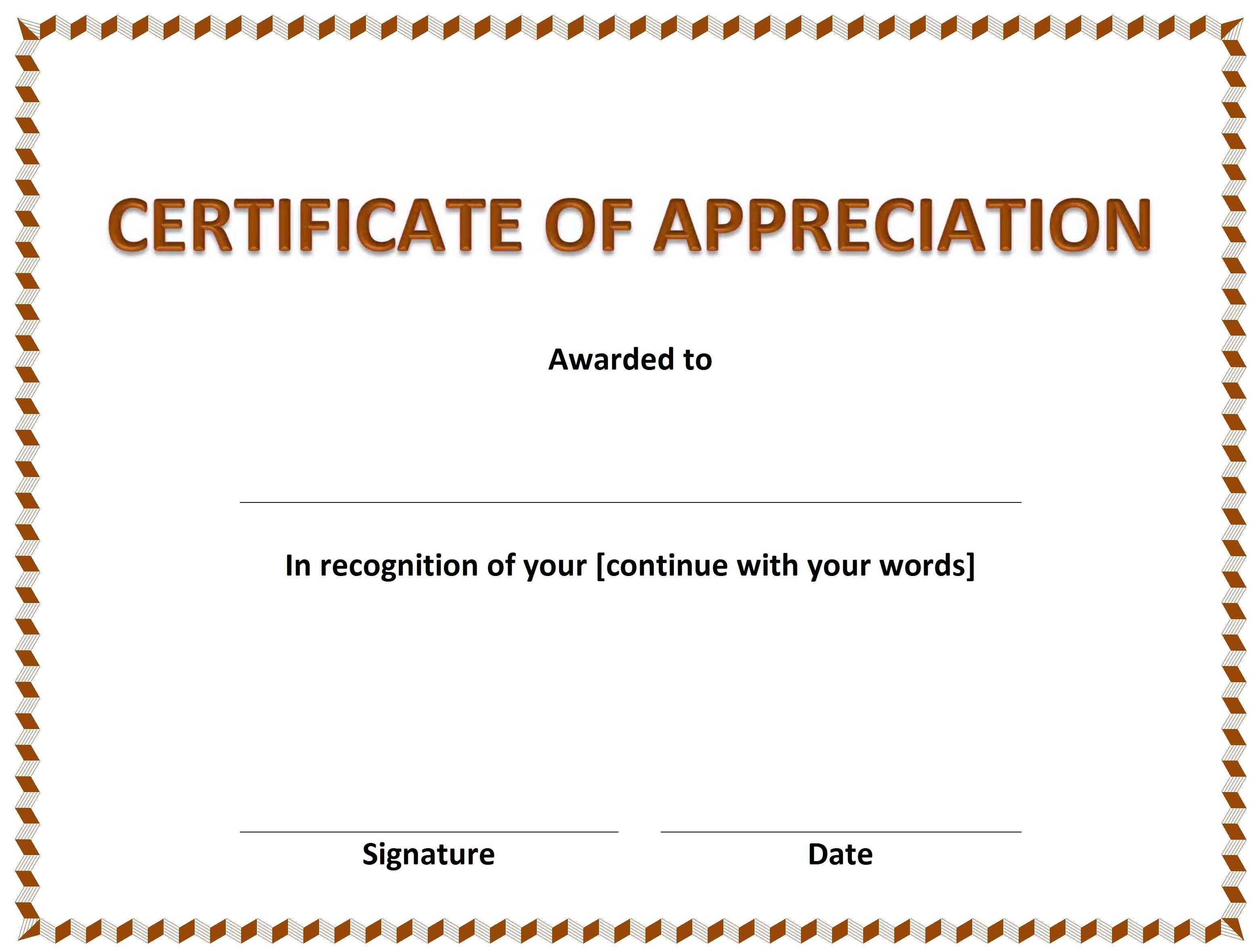 Certificate Of Appreciation Throughout Microsoft Office Certificate Templates Free