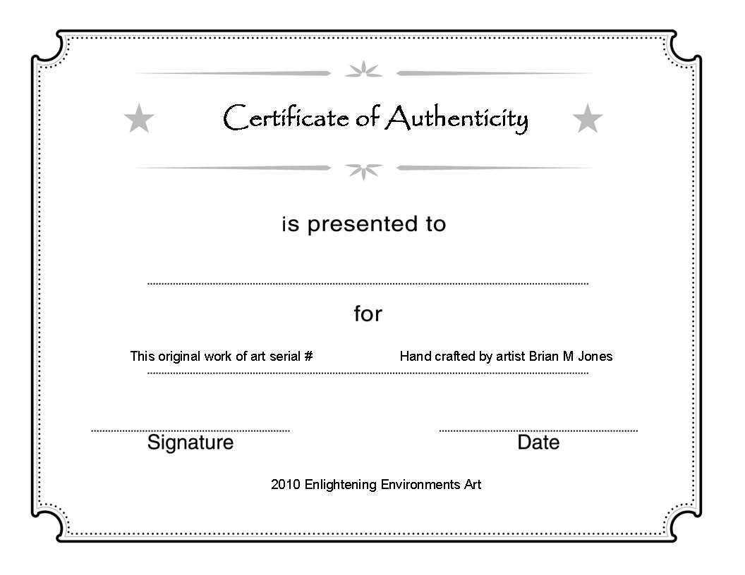 Certificate Of Authenticity Template Good Modern Abstract In Art Certificate Template Free